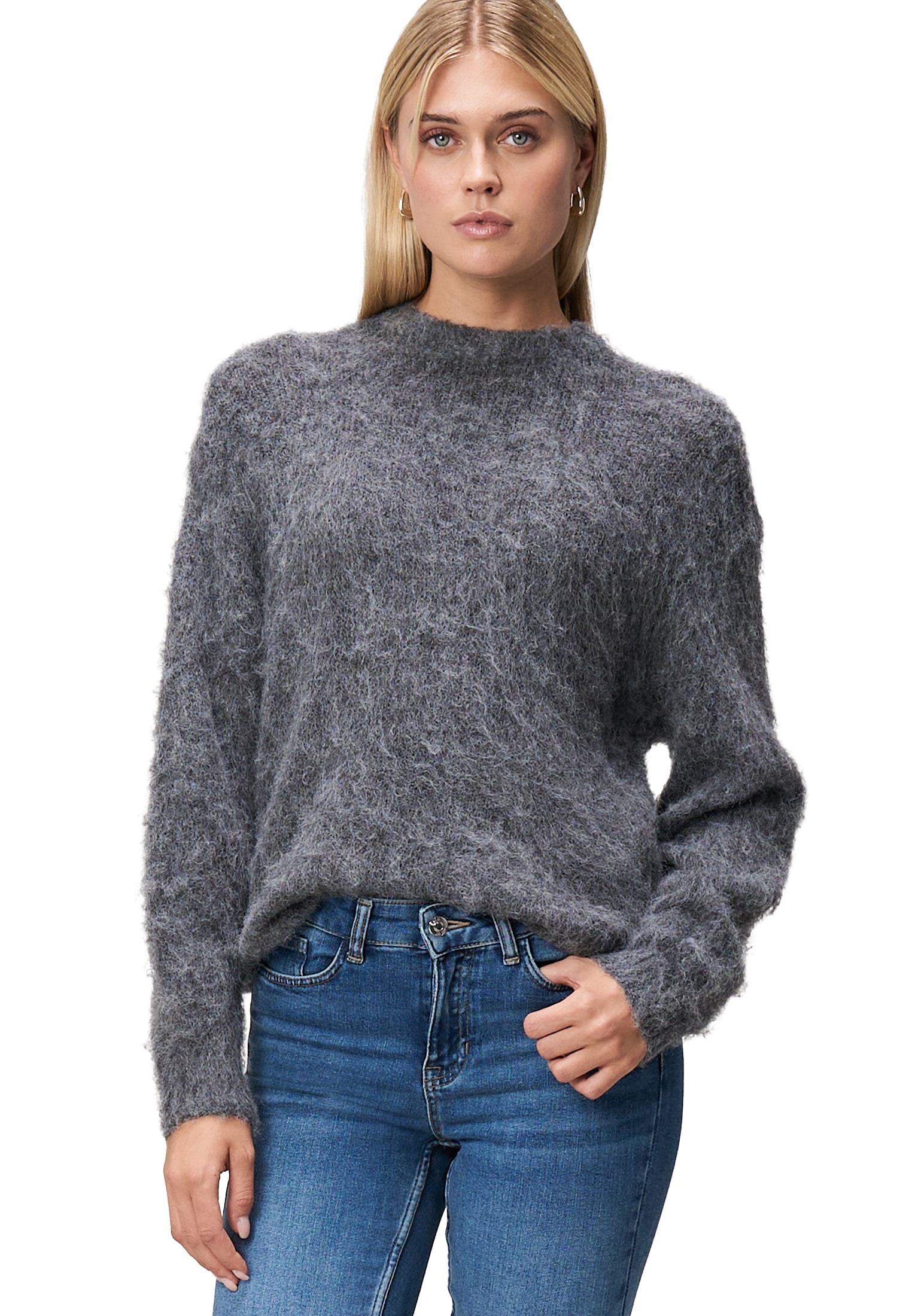 Zero Strickpullover "zero Damen Strickpullover mit Flaum", (1 tlg.), Plain/ günstig online kaufen