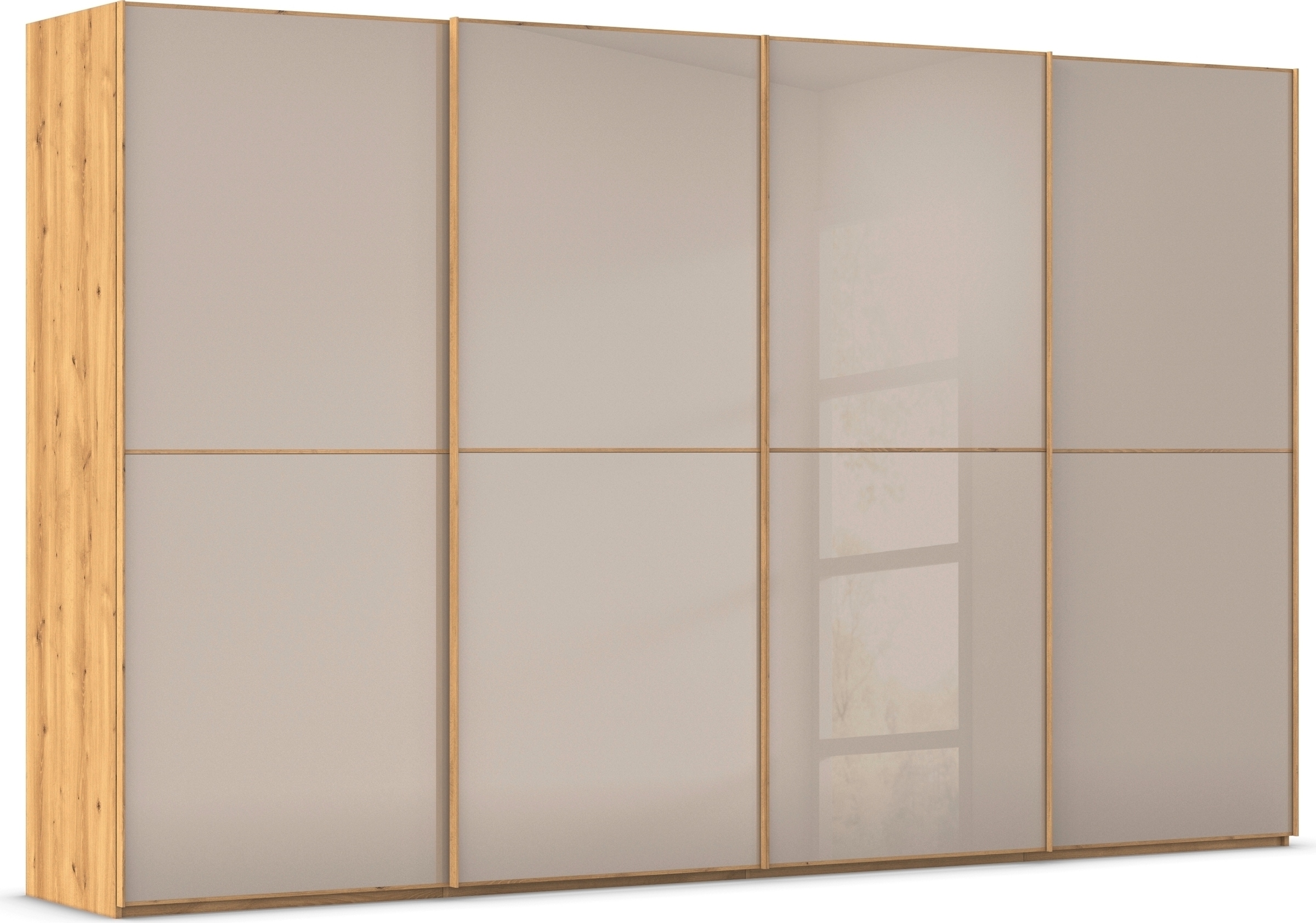 rauch Schwebetürenschrank "Kleiderschrank Schrank Garderobe Schlafzimmerschrank SCALE-DUO" edle zweigeteilte Türen Glas-Front mit 3 Zierleisten MADE IN GERMANY