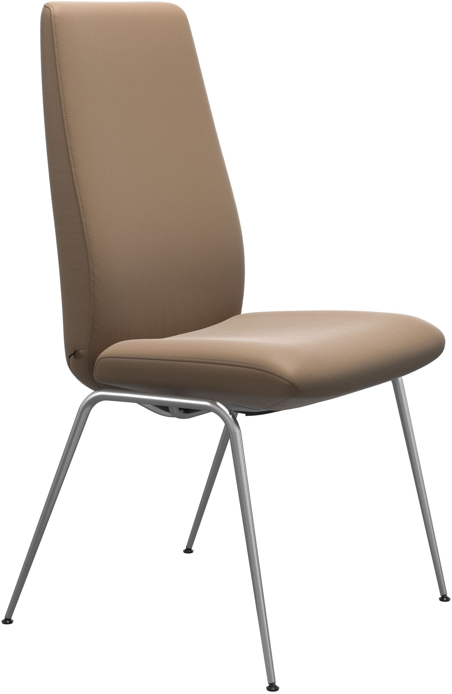Polsterstuhl STRESSLESS "Laurel", braun (almond paloma, chrom glänzend), B:57cm H:105cm T:60cm, Leder PALOMA: PALOMA ist ein durchgefärbtes Semianilin-Möbelleder mit natürlicher Narbung., Stühle, Polsterstuhl, High Back, Größe L, mit Beinen aus Stahl in C