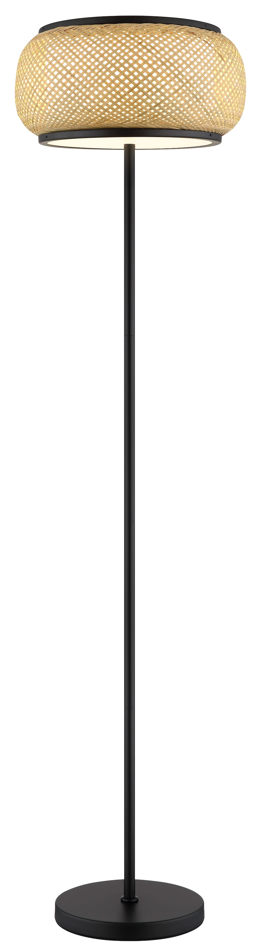 GLOBO LIGHTING Stehlampe »BAMBORA« LED-Modul 1 Stk. Stehleuchte schwarz Bambus LED CCT Fußschalter Memory