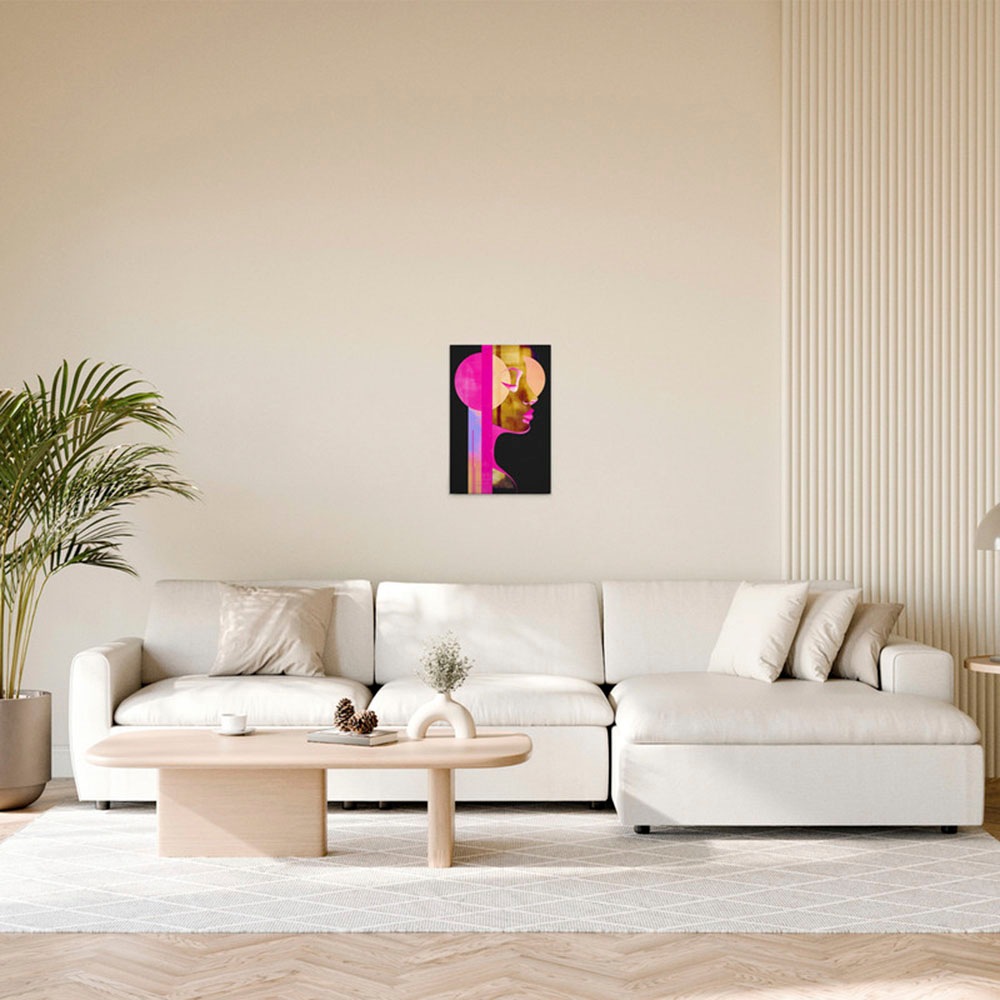 A.S. Création Leinwandbild »Metropolis Neon - Wandbild Schwarz Pink Keilrahmen Kunst«, Abstrakt, (1...