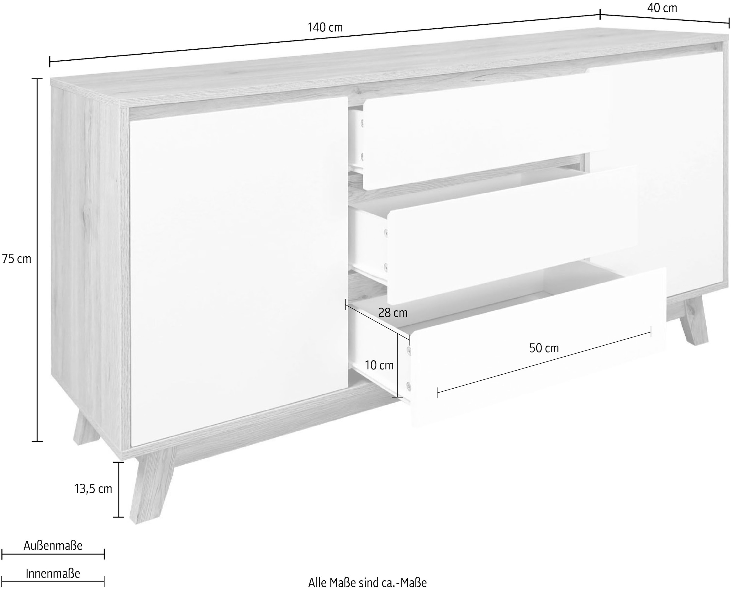 INOSIGN Sideboard »Delea«, Kommode, Breite 140 cm