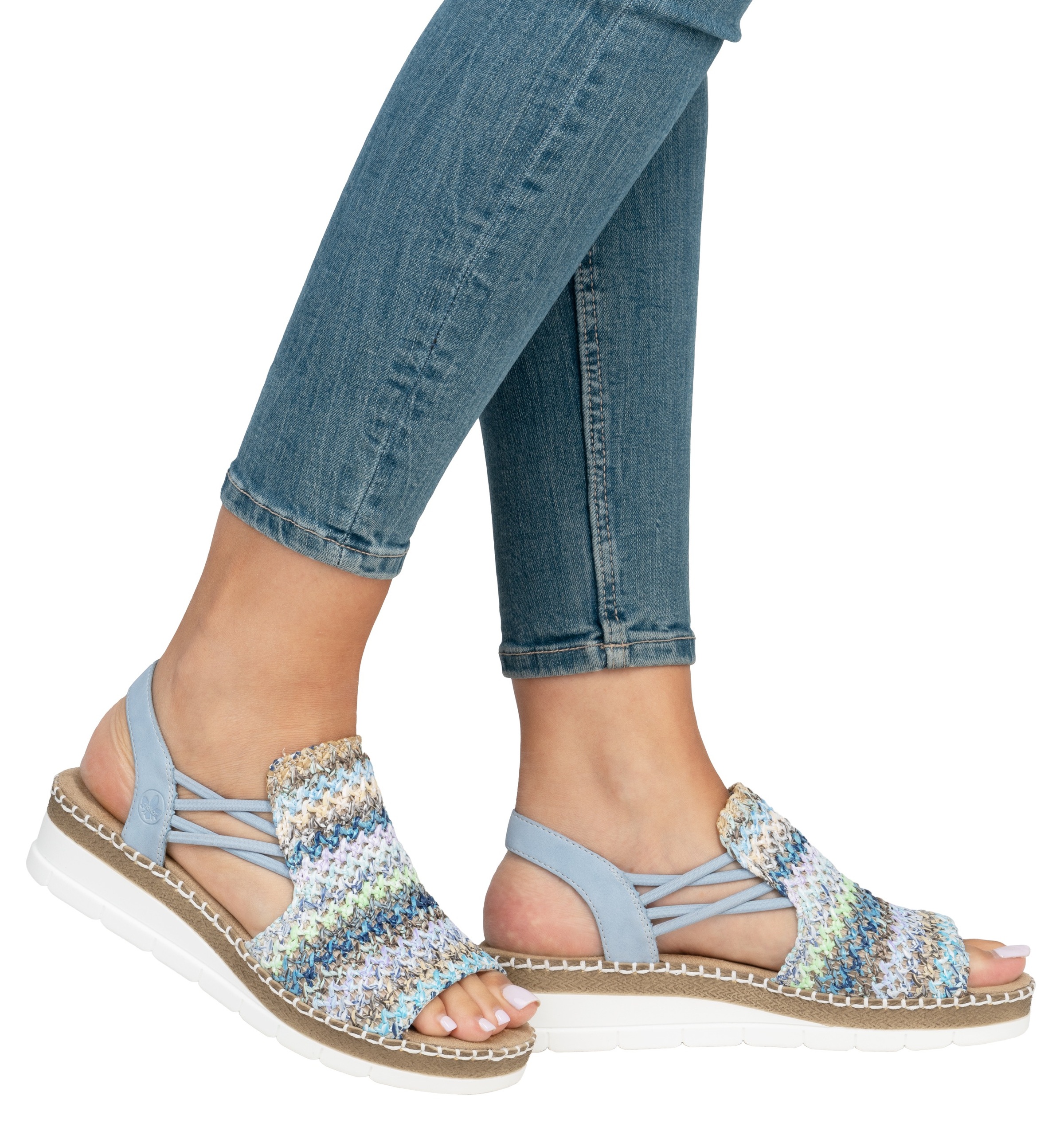 Rieker Sandale Sommerschuh, Sandalette, Keilabsatz, in modischer Flechtopti günstig online kaufen