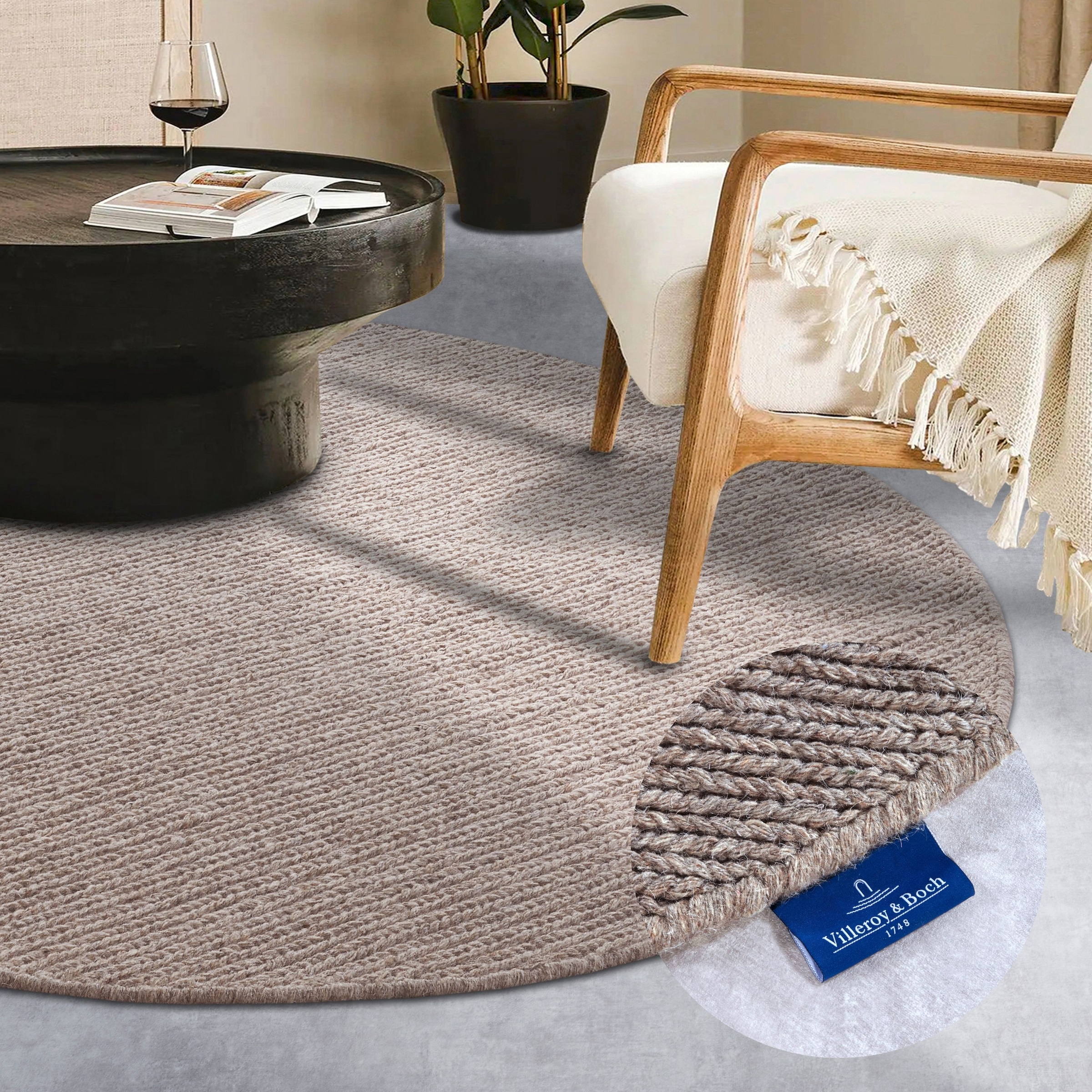 Villeroy & Boch Wollteppich "Francois" rund 7 mm Höhe in rund, oval, Läufer, handgewebt, Wolle, Wohnzimmer, Schlafzimmer