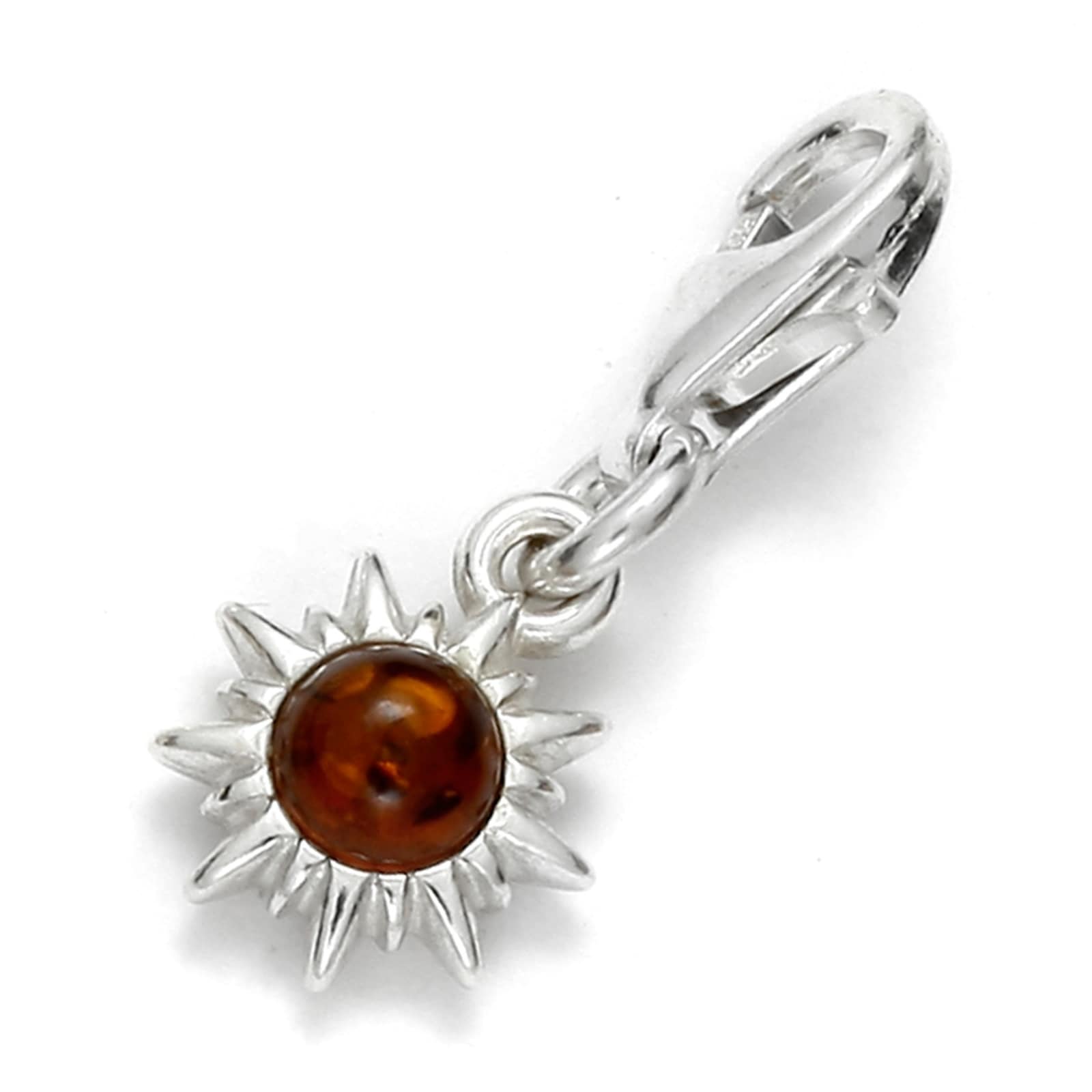 Kettenanhänger OSTSEE-SCHMUCK "- Sonne - Silber 925/000 - Bernstein" Gr. 21, silber (silber 925, silberfarben, weiß), Schmuckanhänger, Damen, Silber 925 (Sterlingsilber), Kettenanhänger