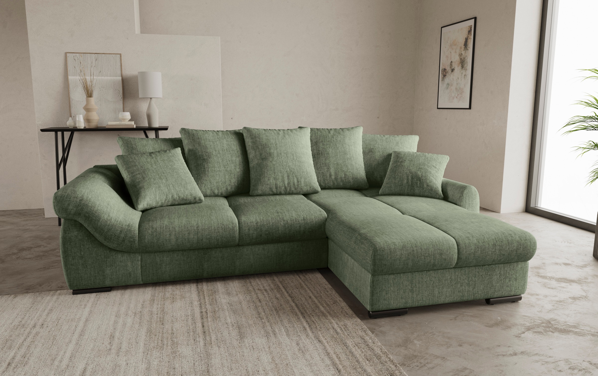 Mr. Couch Ecksofa "Livorno L-Form", inkl. Hochschläfer-Bettauszug, XL-Bettk günstig online kaufen