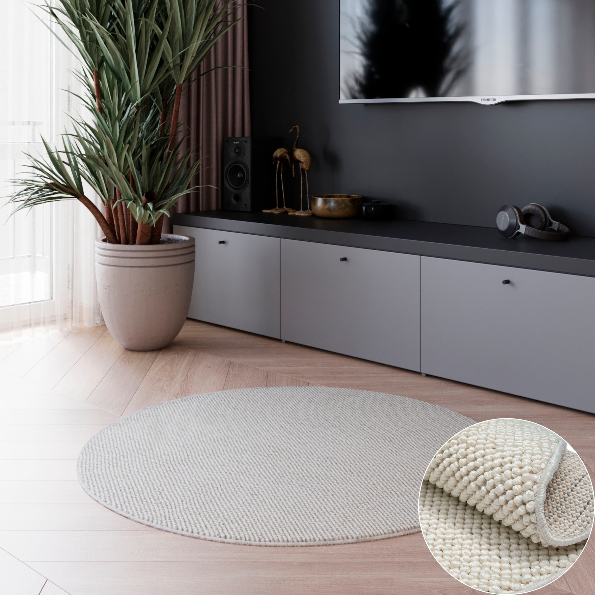 OTTO home Teppich "Vals" rund 7 mm Höhe Uni Farben, meliert, Sisal-Optik, a günstig online kaufen