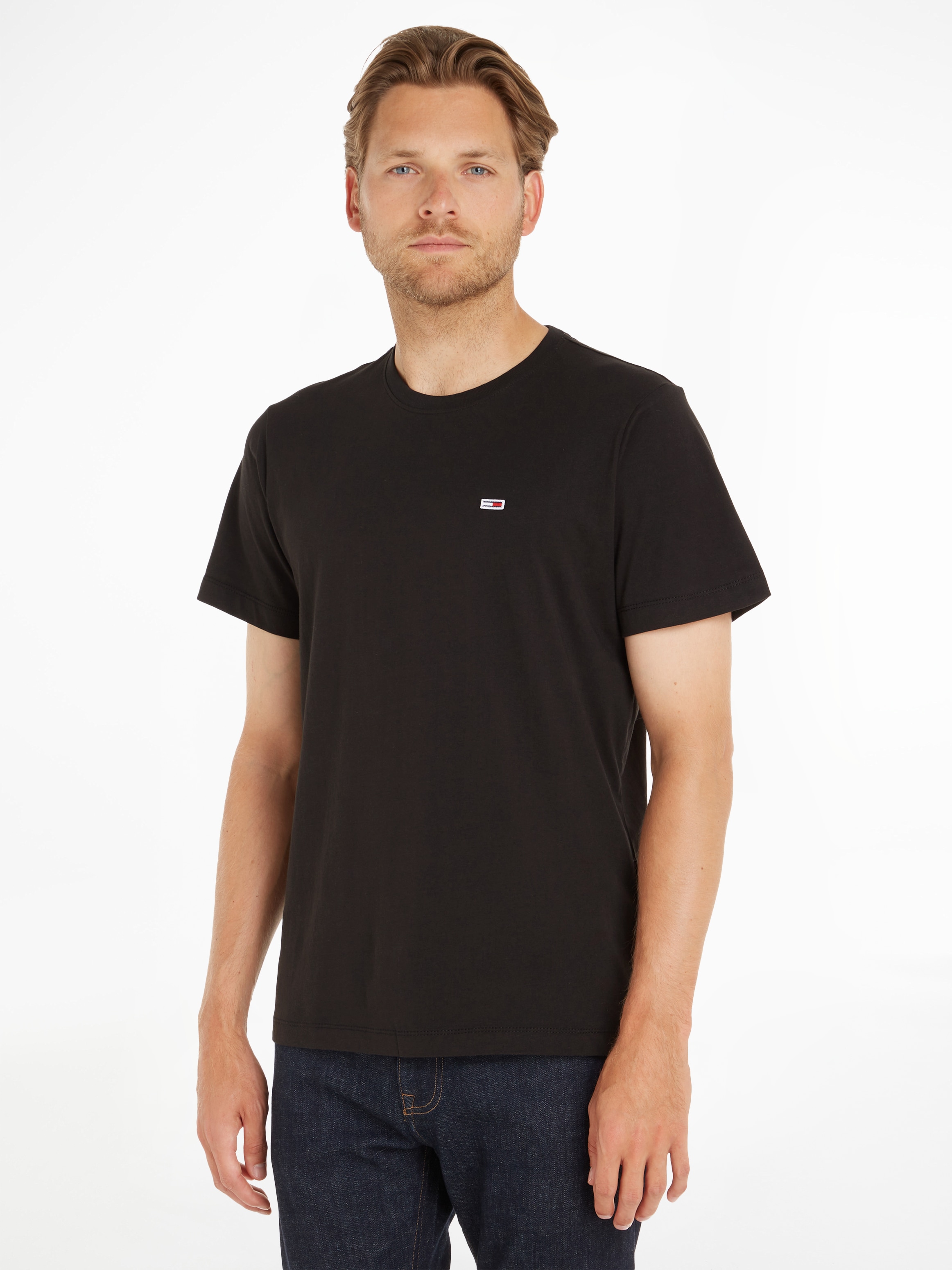 Tommy Jeans T-Shirt "TJM CLASSIC JERSEY C NECK" mit Logostickerei günstig online kaufen