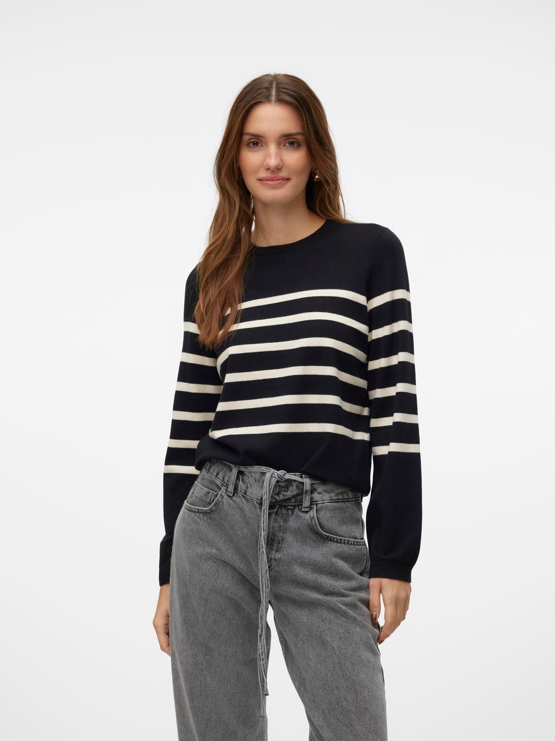 Vero Moda Rundhalspullover "VMSABA PLAIN LS O-NECK PULLOVER GA NOOS" günstig online kaufen