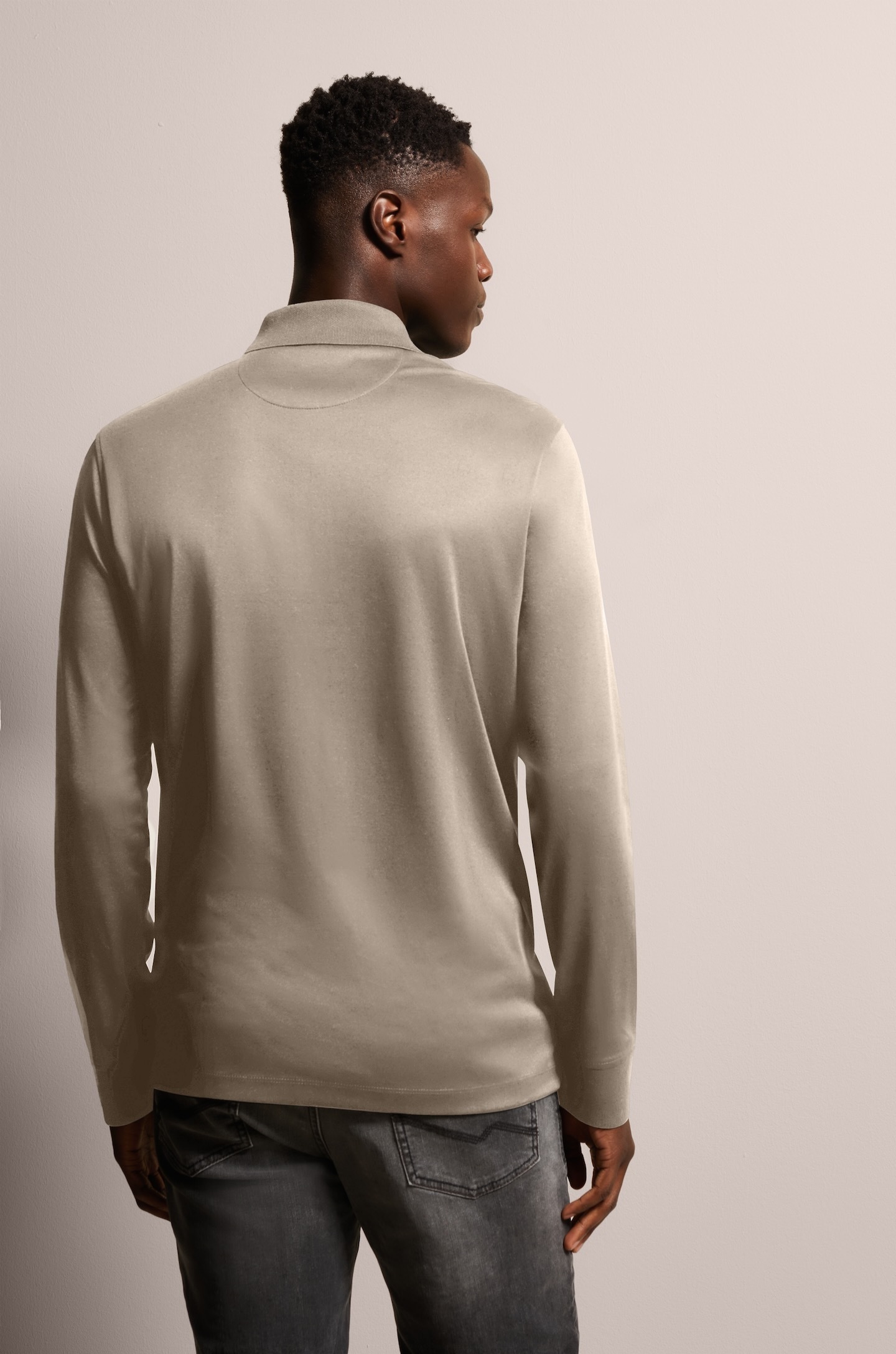 bugatti Langarm-Poloshirt mit feiner zweifarbiger Strukturoptik günstig online kaufen