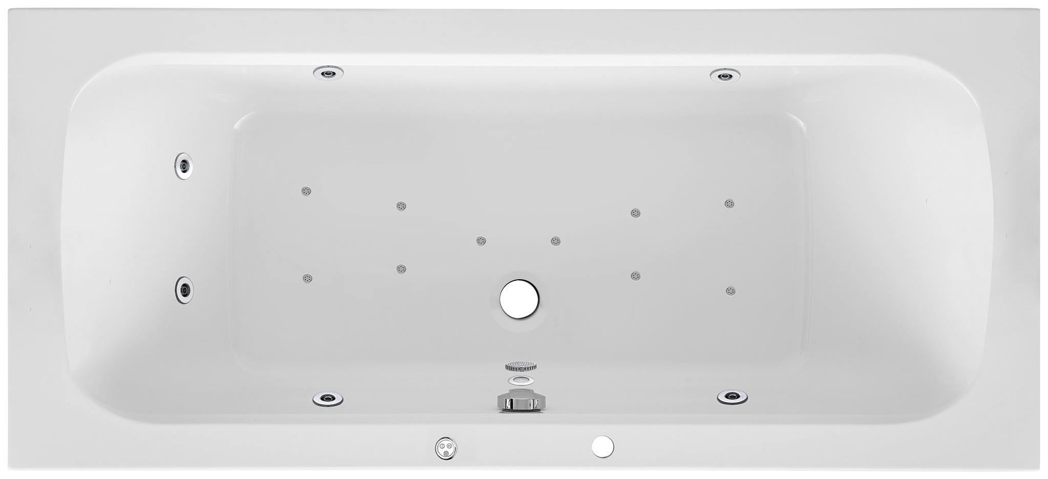 Whirlpool-Badewanne OTTOFOND, B:80cm H:41cm L:180cm, weiß, Sanitäracryl, Badewannen, "Malta", Typ Premium, 180x80 cm