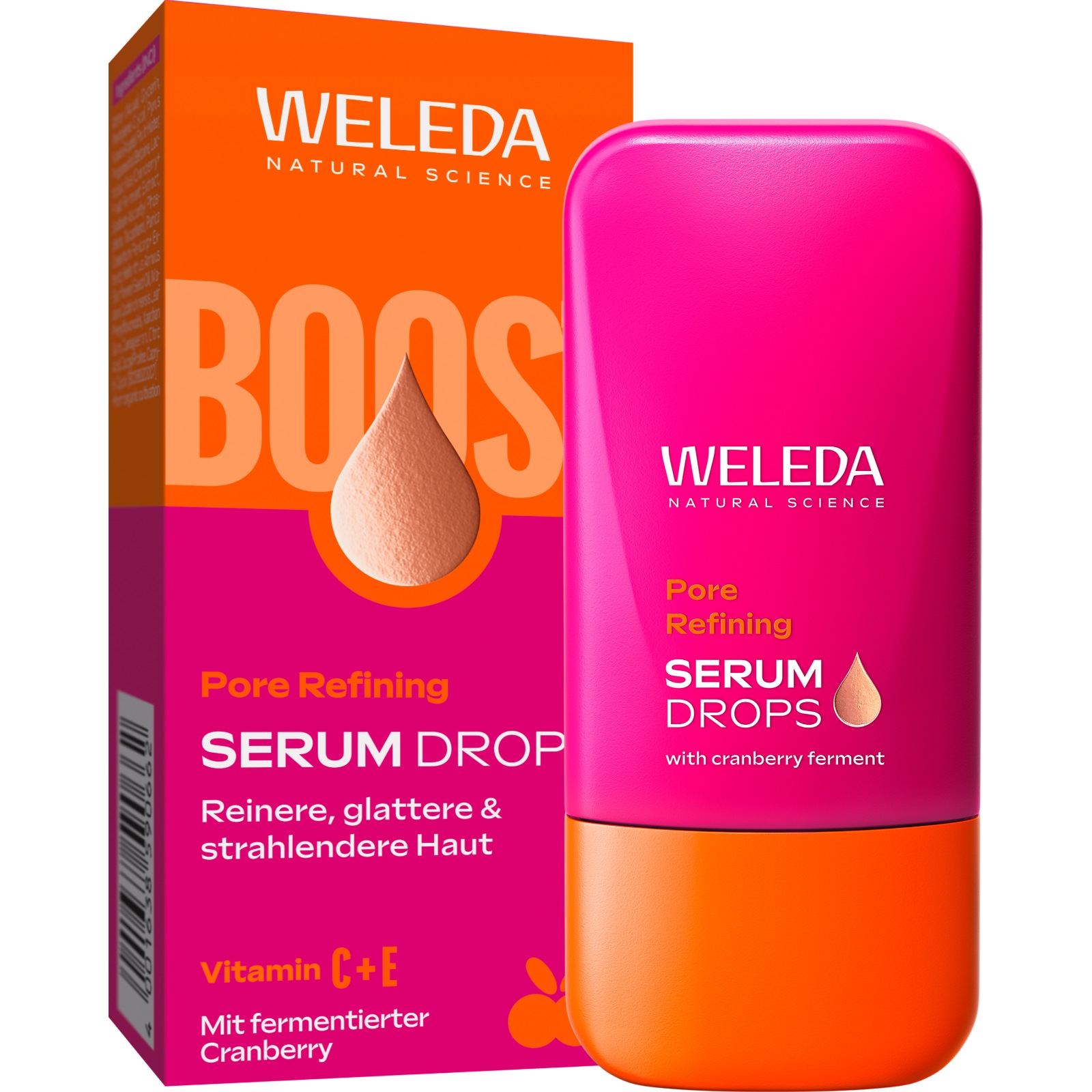 WELEDA Gesichtsserum "PORE REFINING SERUM DROPS", 30ml, pink, Hautpflegemittel, verfeinerte Poren und einen strahlend ebenmäßigen, natürlichen Teint