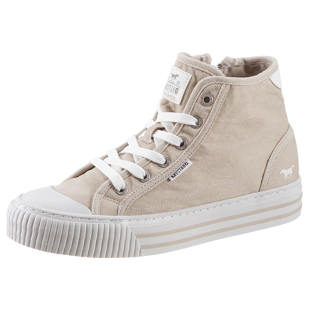 Mustang Shoes Plateausneaker, Schnürschuh, Freizeitschuh, High Top-Sneaker mit Reißverschluss