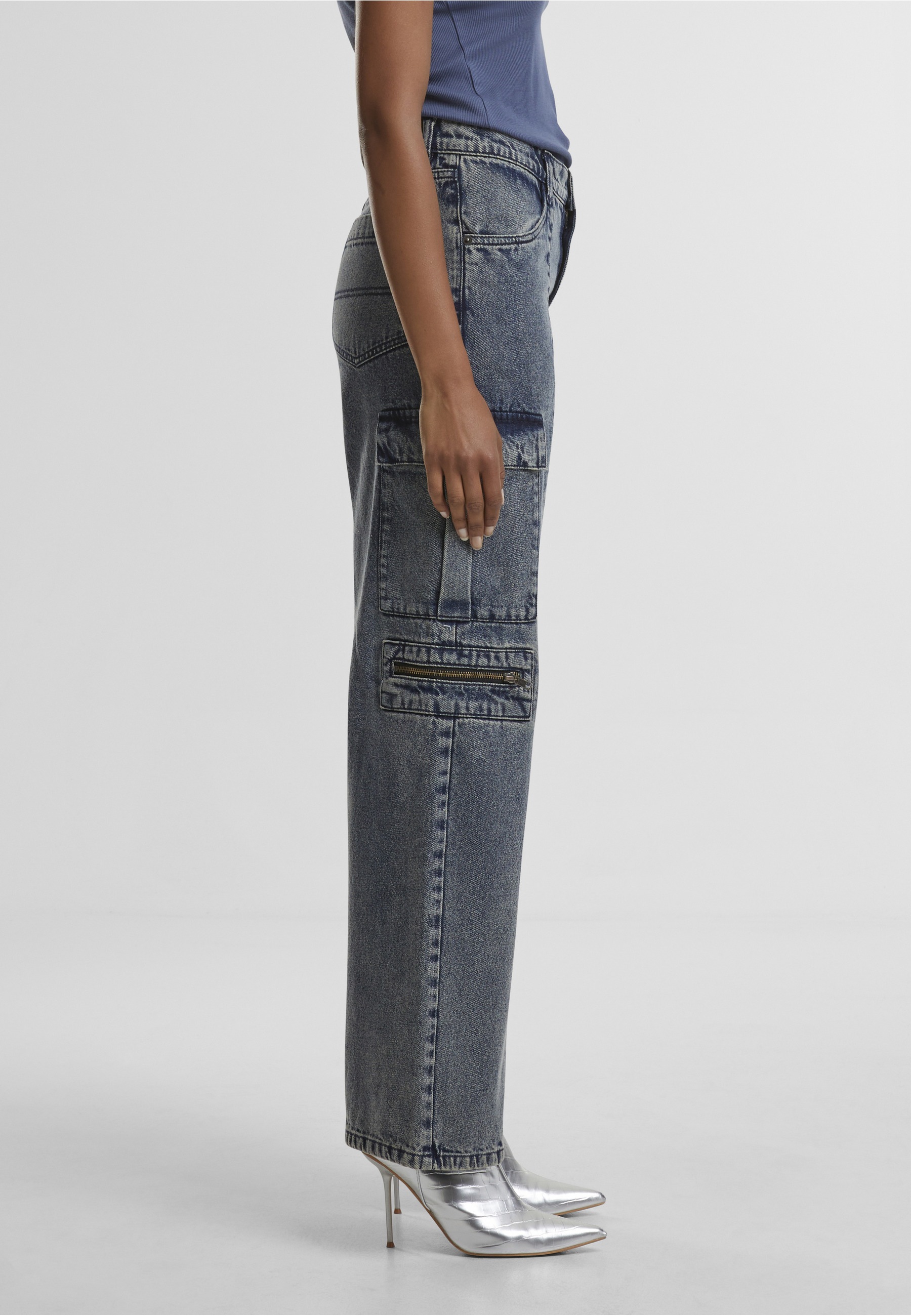 URBAN CLASSICS Cargohose »Urban Classics Ladies Loose Utility Denim Pants«
