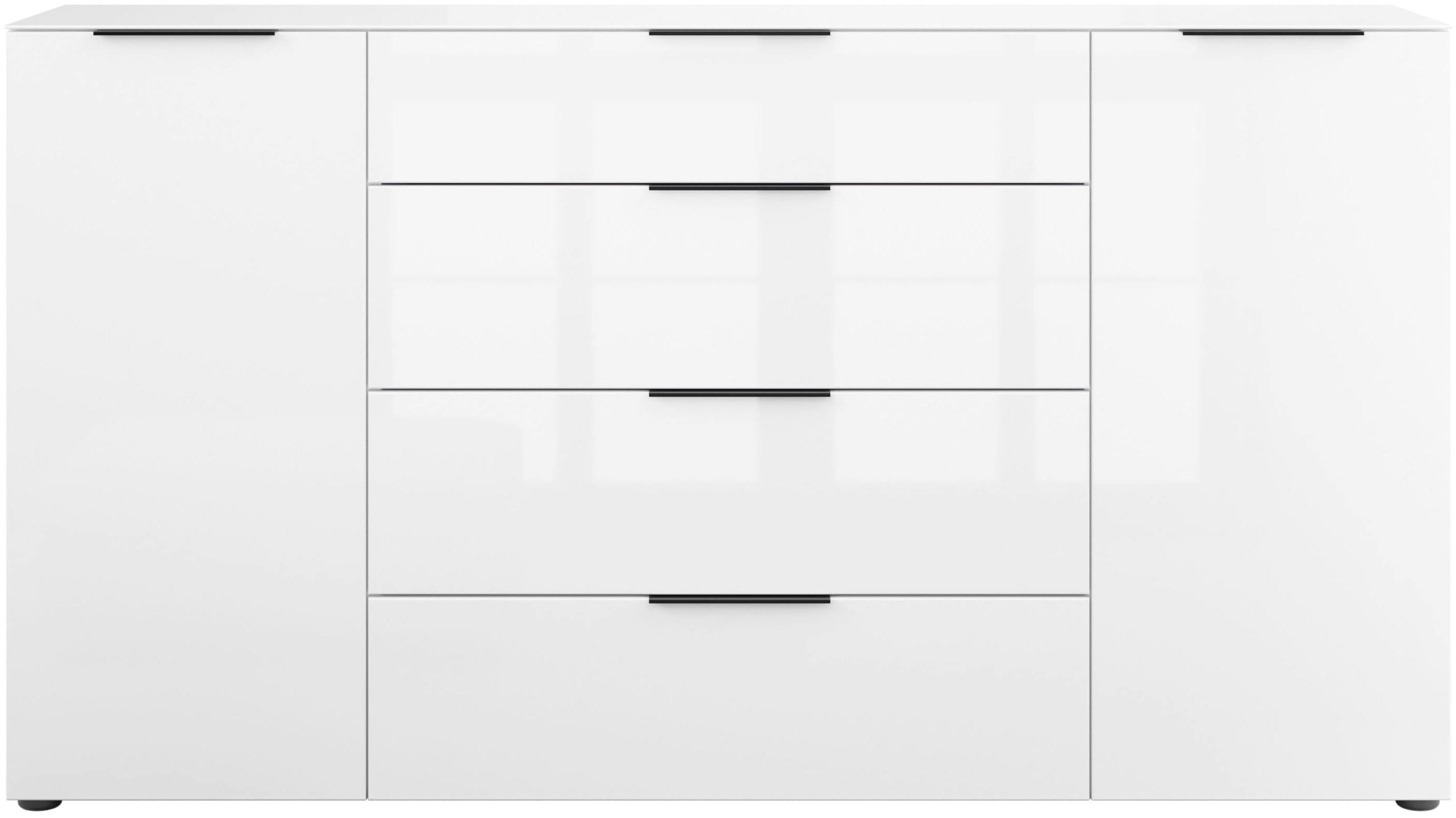 Manjana Möbel Kommode "Style" mit Glasfronten, mit Metallgriffen, melaminbeschichtet
