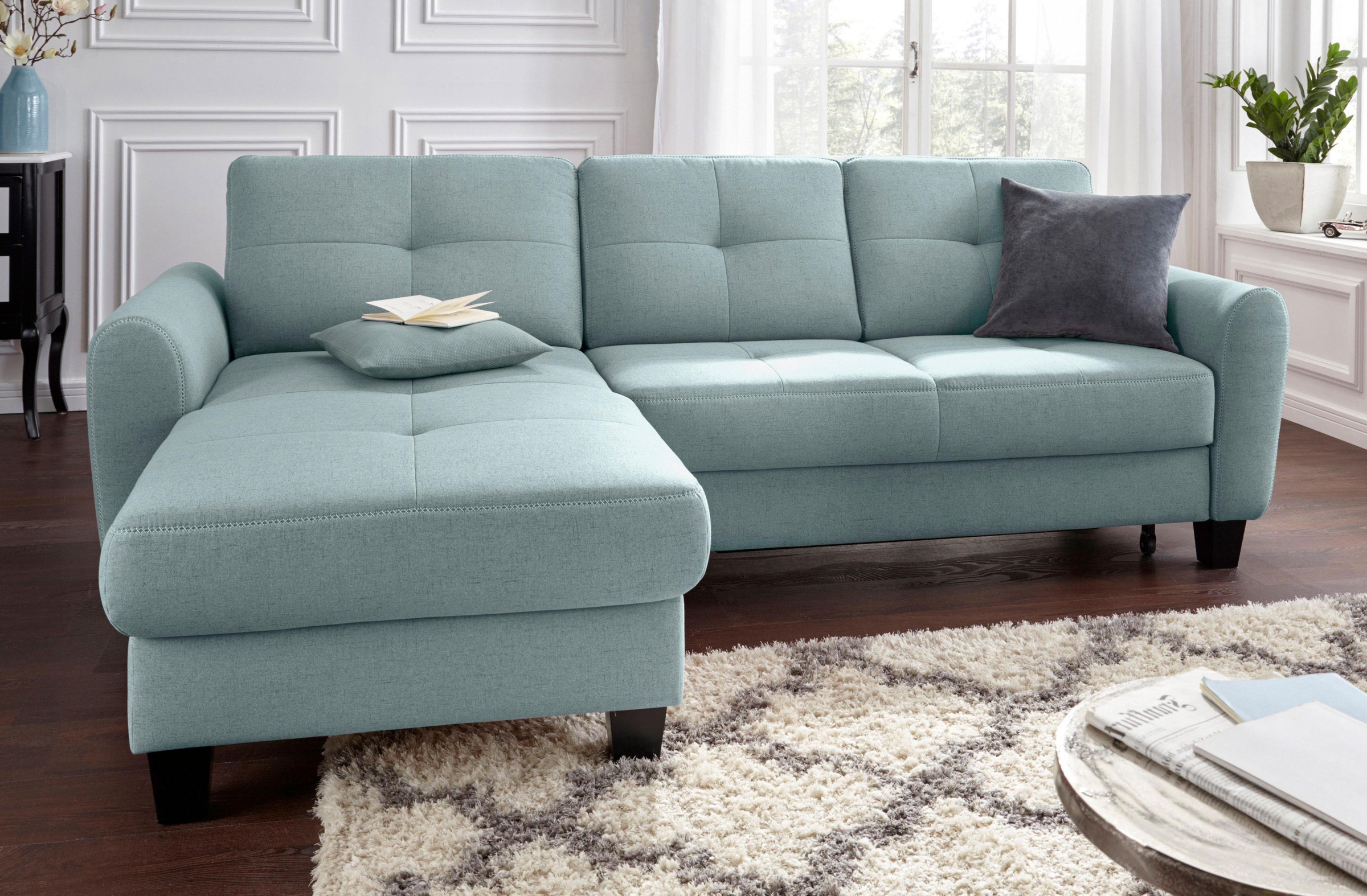 sit&more Ecksofa "Varese L-Form" mit Federkern, wahlweise mit Schlaffunktion und Stauraum