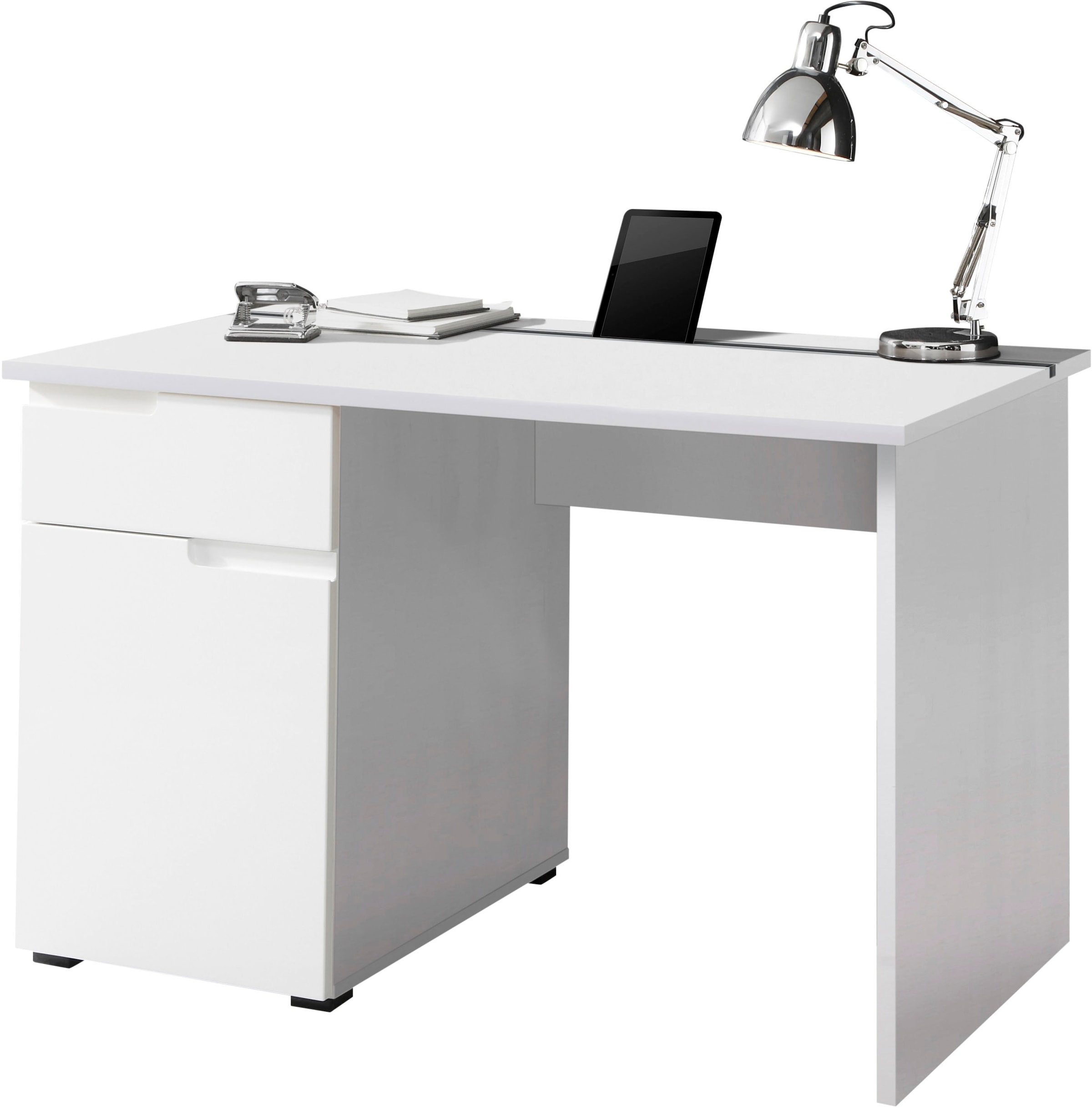 BEGA OFFICE Schreibtisch »Spice«, weiß hochglanz, Home Office Desk mit Schubkästen