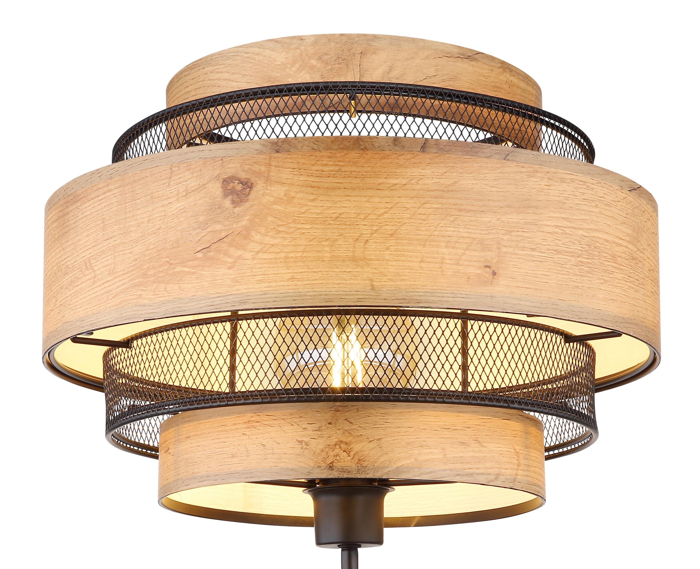 GLOBO LIGHTING Stehlampe »SOENI«, Leuchtmittel E27 | ohne Leuchtmittel, Stehlampe/holzoptik/Metallgeflecht/Wohnzimmer/Flur