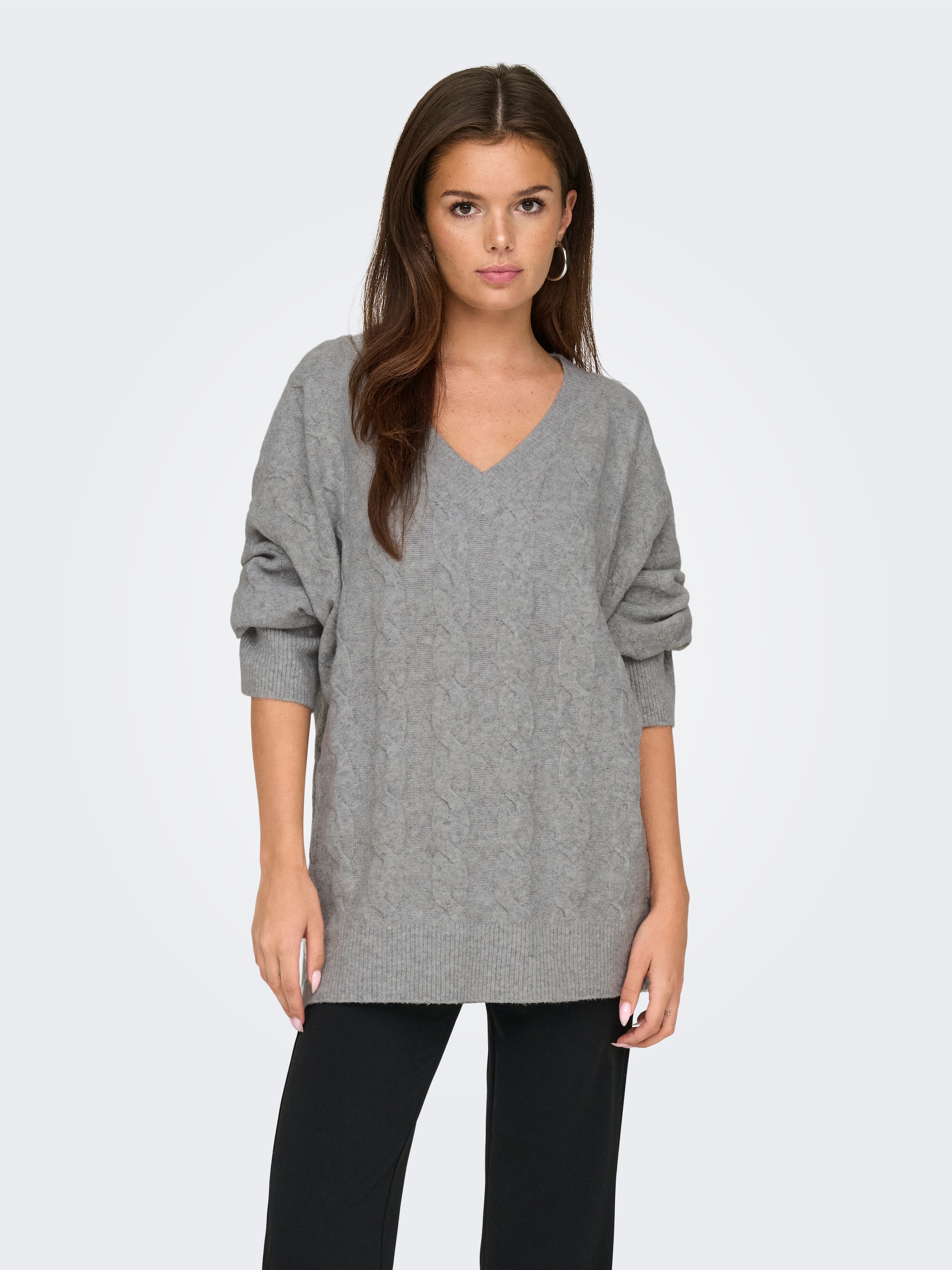 V-Ausschnitt-Pullover »ONLJEANETT LIFE L/S CABLE V-NECK CC KNT«, mit Zopfmuster