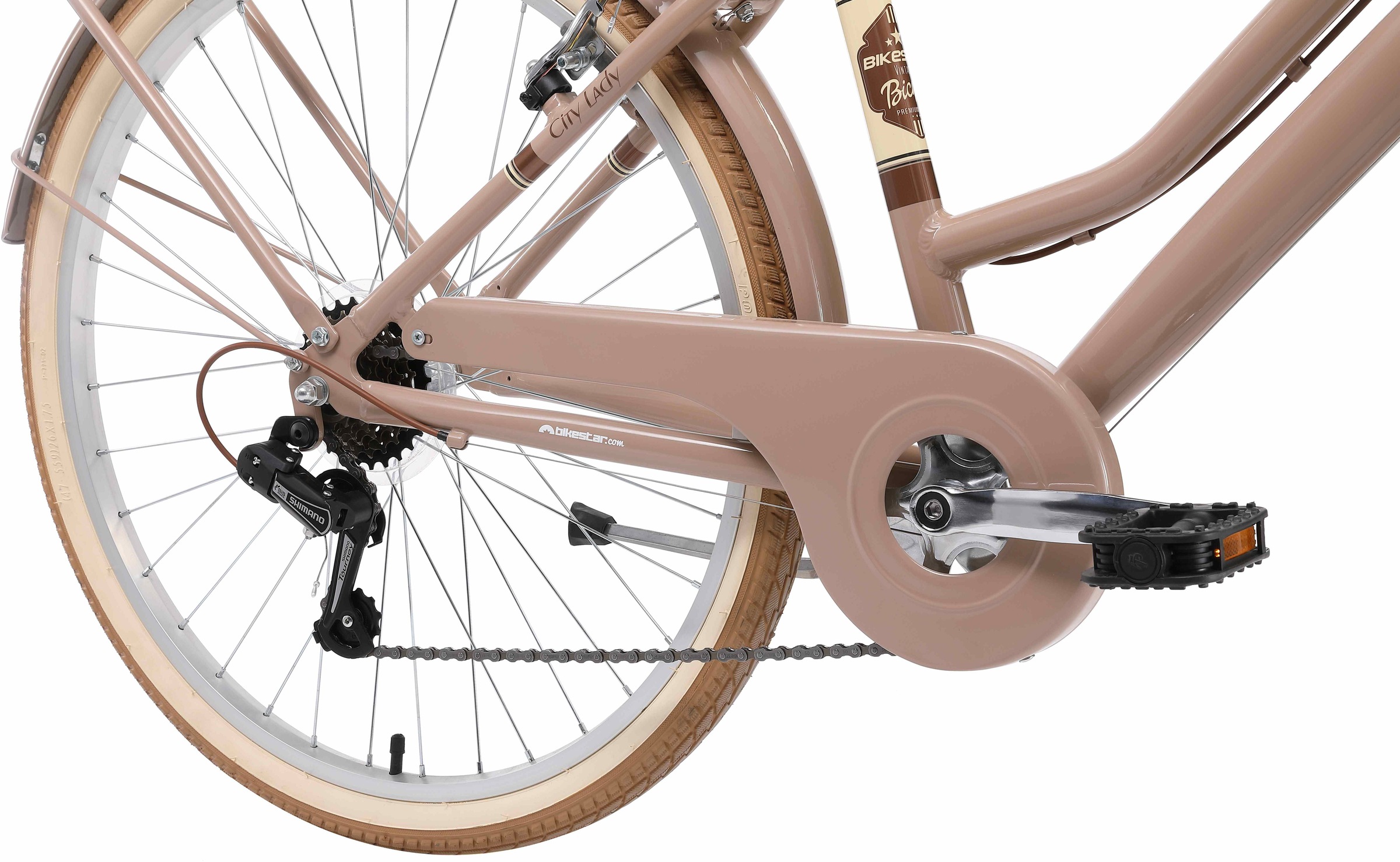 Bikestar Cityrad, 7 Gang, Shimano, RD-TY21 Schaltwerk, Kettenschaltung, für Damen, Kettenschaltung