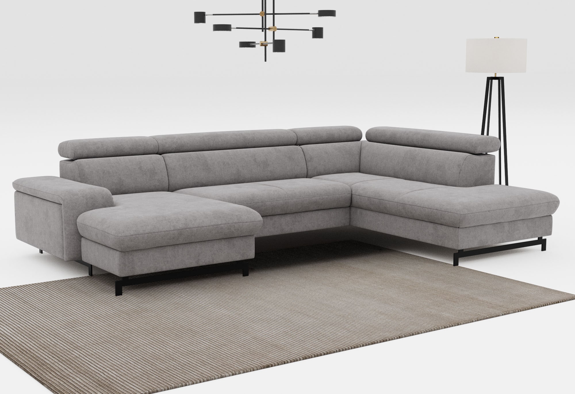 COTTA Wohnlandschaft "Emma U-Form, B: 328 cm" mit Kopfteilverstellung, optional Schlaffunktion & Bettkasten