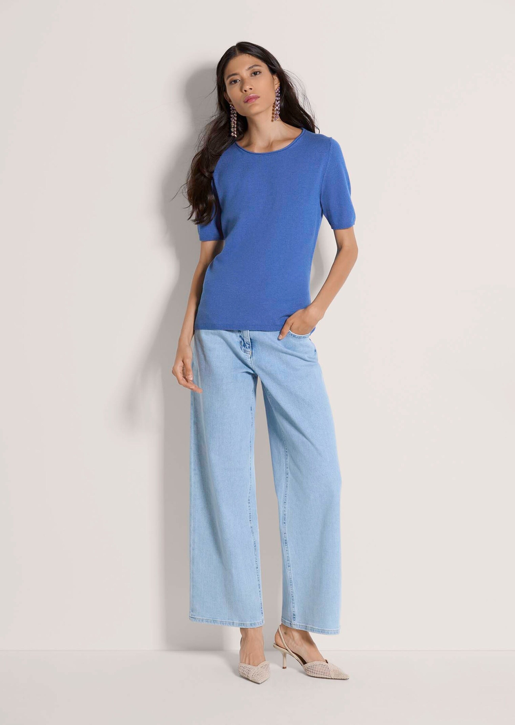 MADELEINE Longpullover "Strickshirt Sommerpulli mit Rollkante" schmale Ripp günstig online kaufen