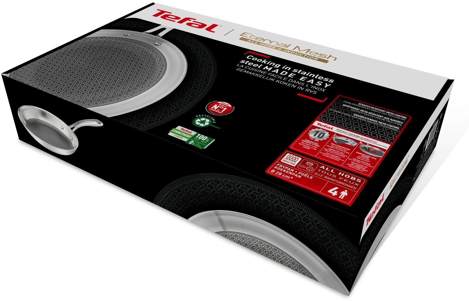 Tefal Bratpfanne »Eternal Mesh« Edelstahl 18/10 1 Stk. tlg. Triply3-Schicht-Material, Mesh-Beschichtung, alle Herdarten, Induktion