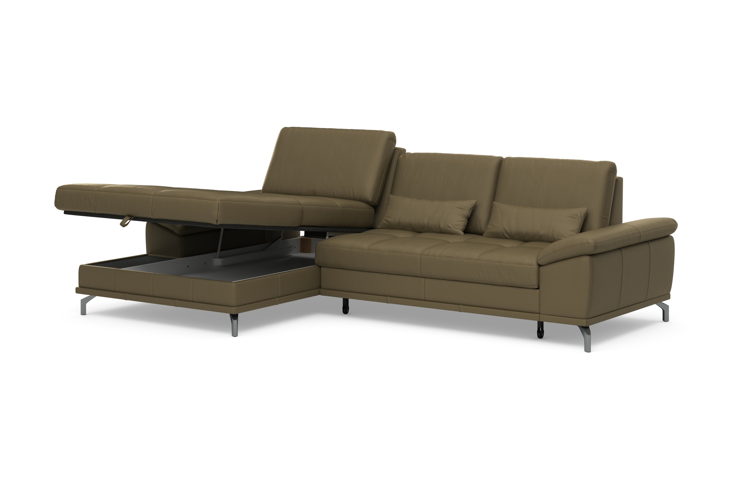 Places of Style Ecksofa Costello, mit Sitztiefenverstellung und Armlehnfunktion, incl. 3 Nierenkissen