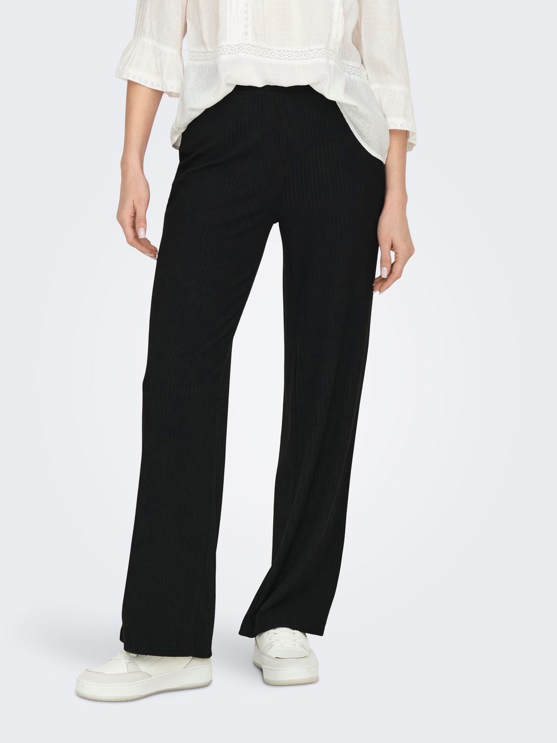 ONLY Jerseyhose "ONLEMMA – Weite Hose mit Gummizug und softer Ripp-Qualität günstig online kaufen