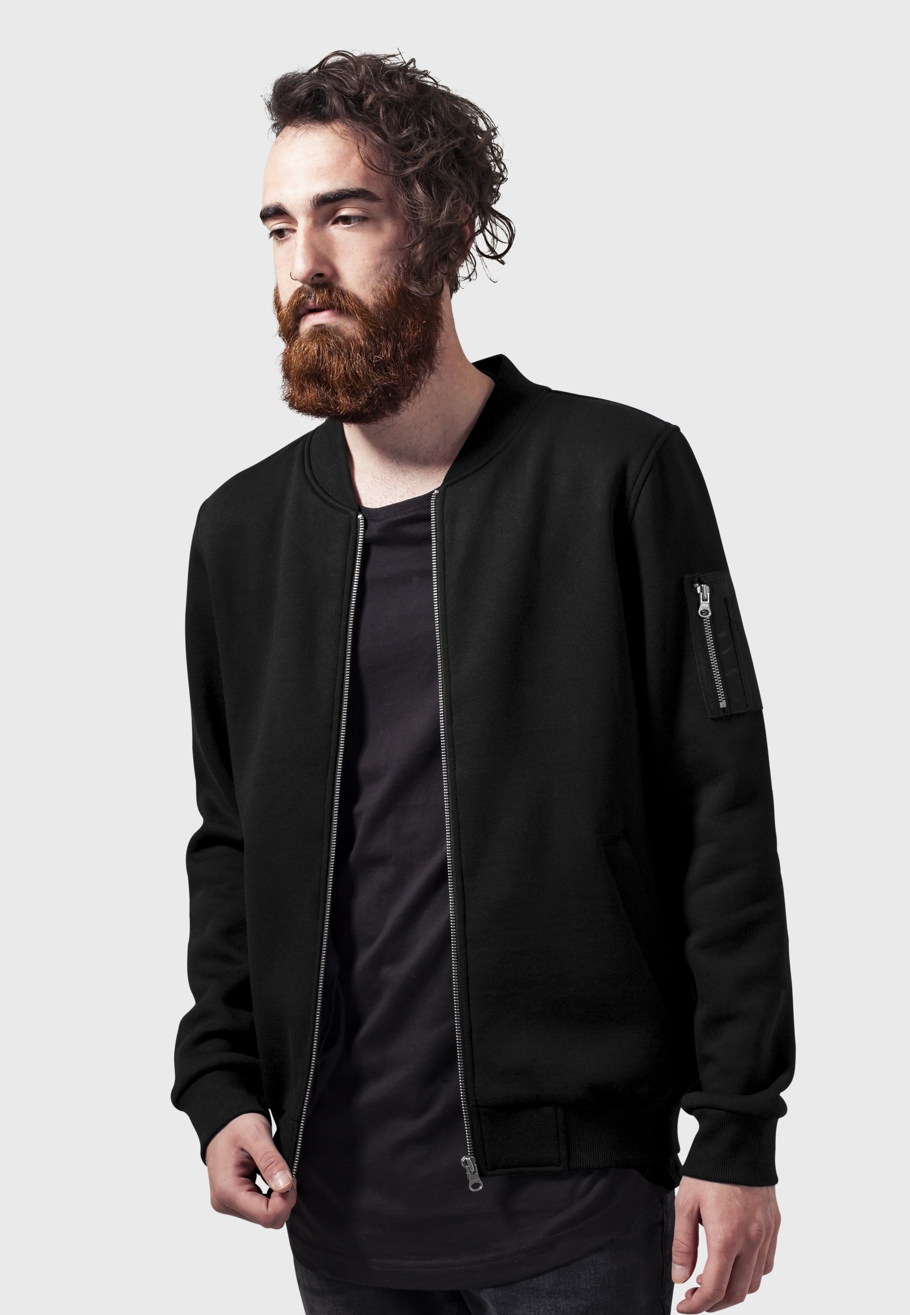 URBAN CLASSICS Anorak »Urban Classics Herren Sweat Bomber Jacket« 1 Stk. tlg. ohne Kapuze