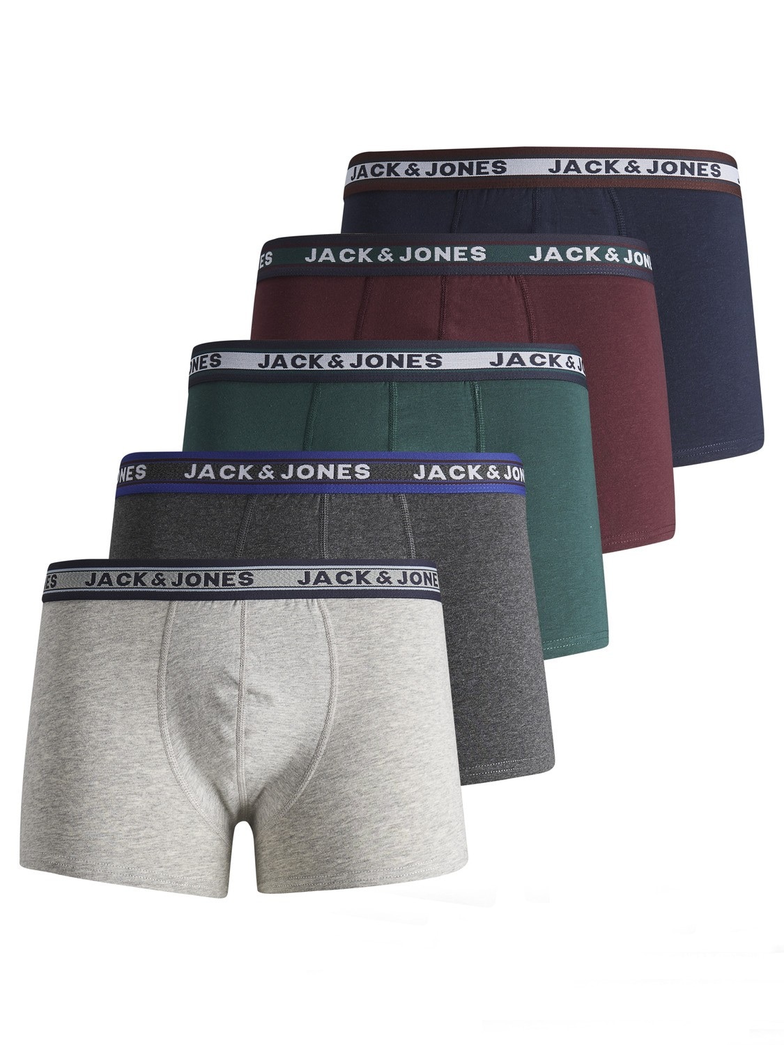 Jack & Jones Junior Trunk "JACOLIVER eng anliegend mit elastischem Bund" Packung, 5 Stk. meliert, modisch, eng, Jersey