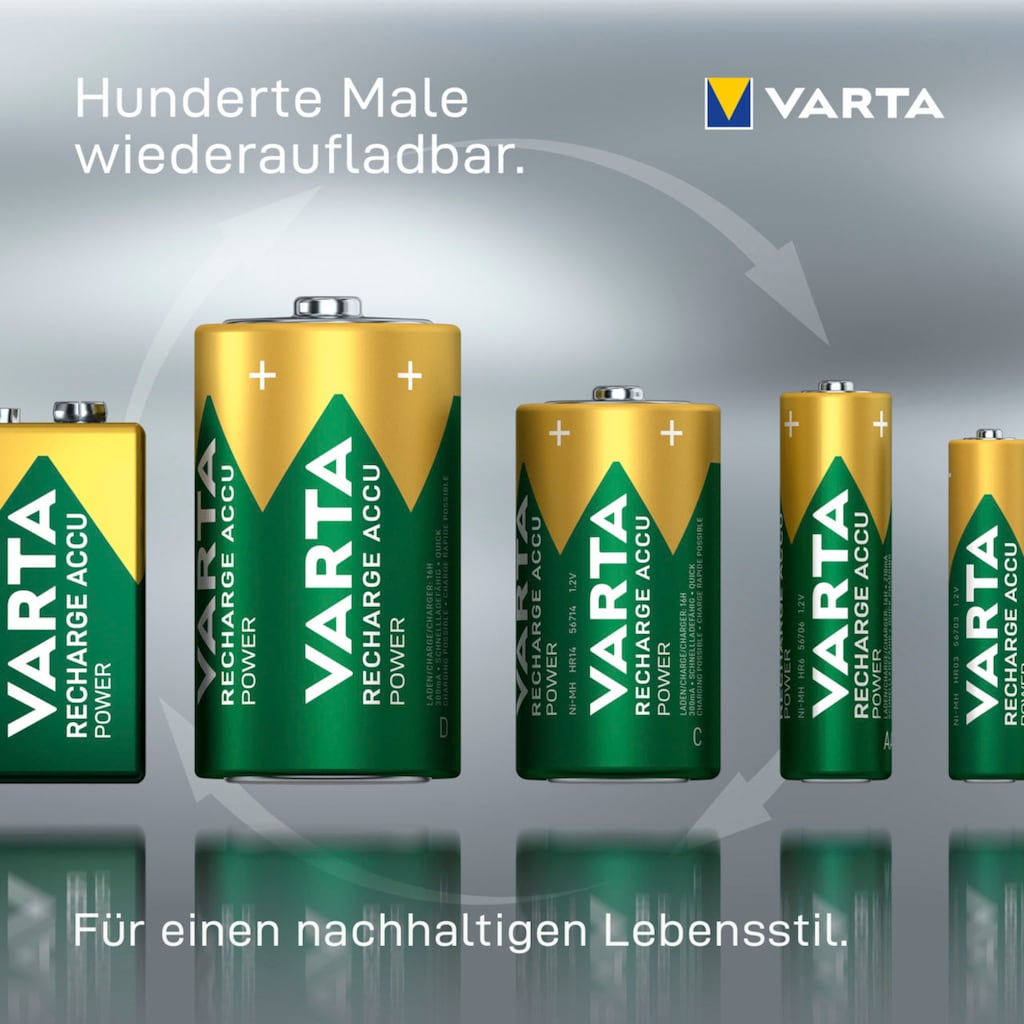 VARTA Batterie »RECHARGE ACCU Power vorgeladener 9V NiMH Akku (200mAh)«, 9 V, (1 St.)