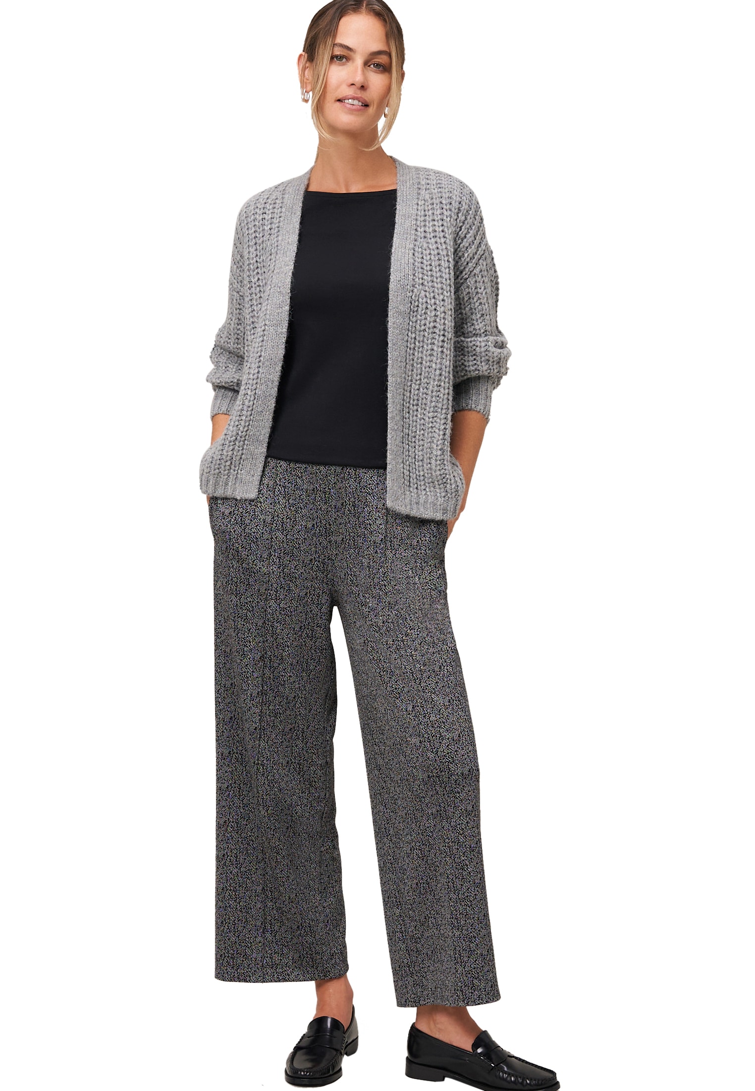 Zero Strickjacke »zero Damen Grobstrickjacke offener Style«, Plain/ohne Details
