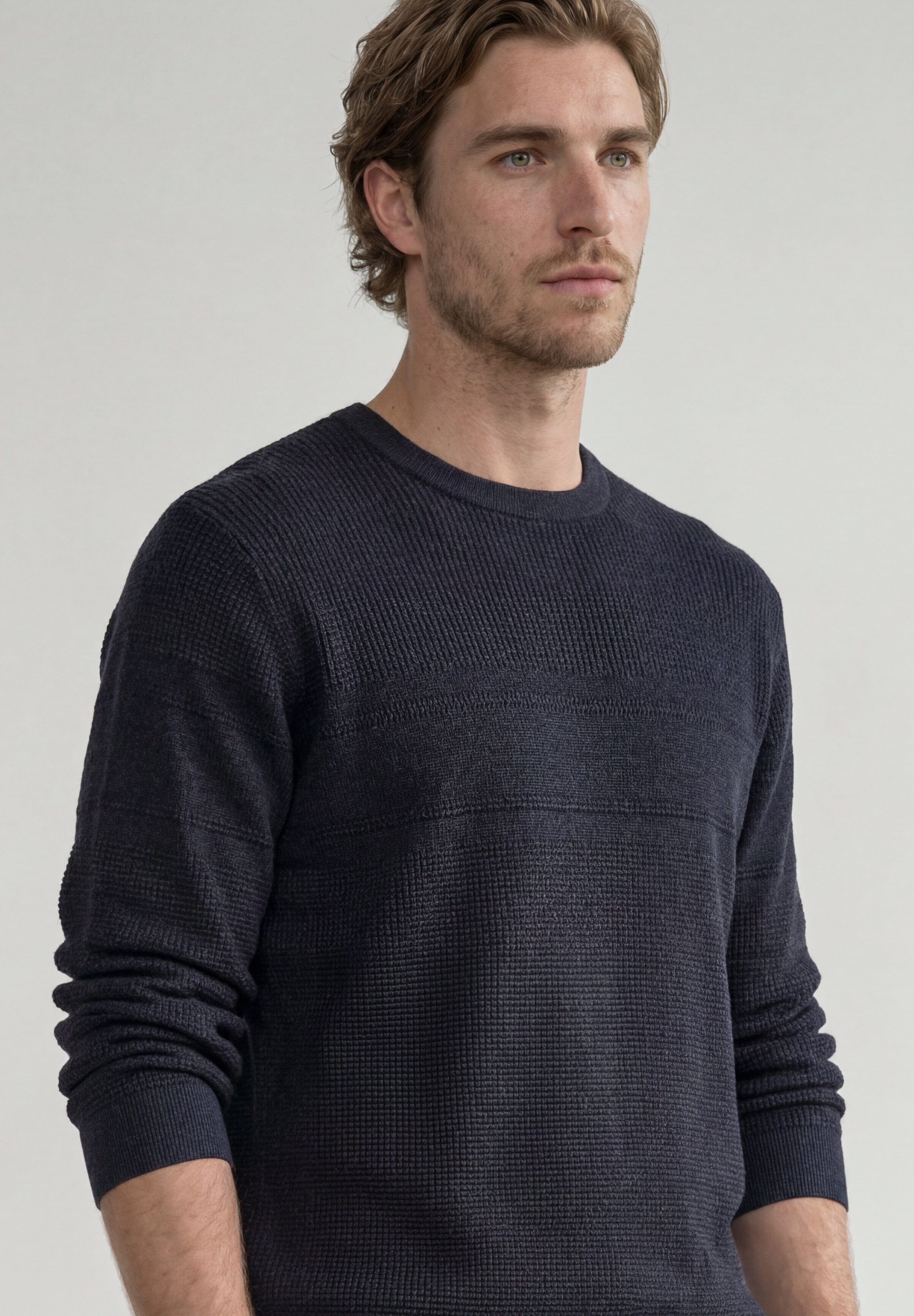 STREET ONE MEN Rundhalspullover aus reiner Baumwolle