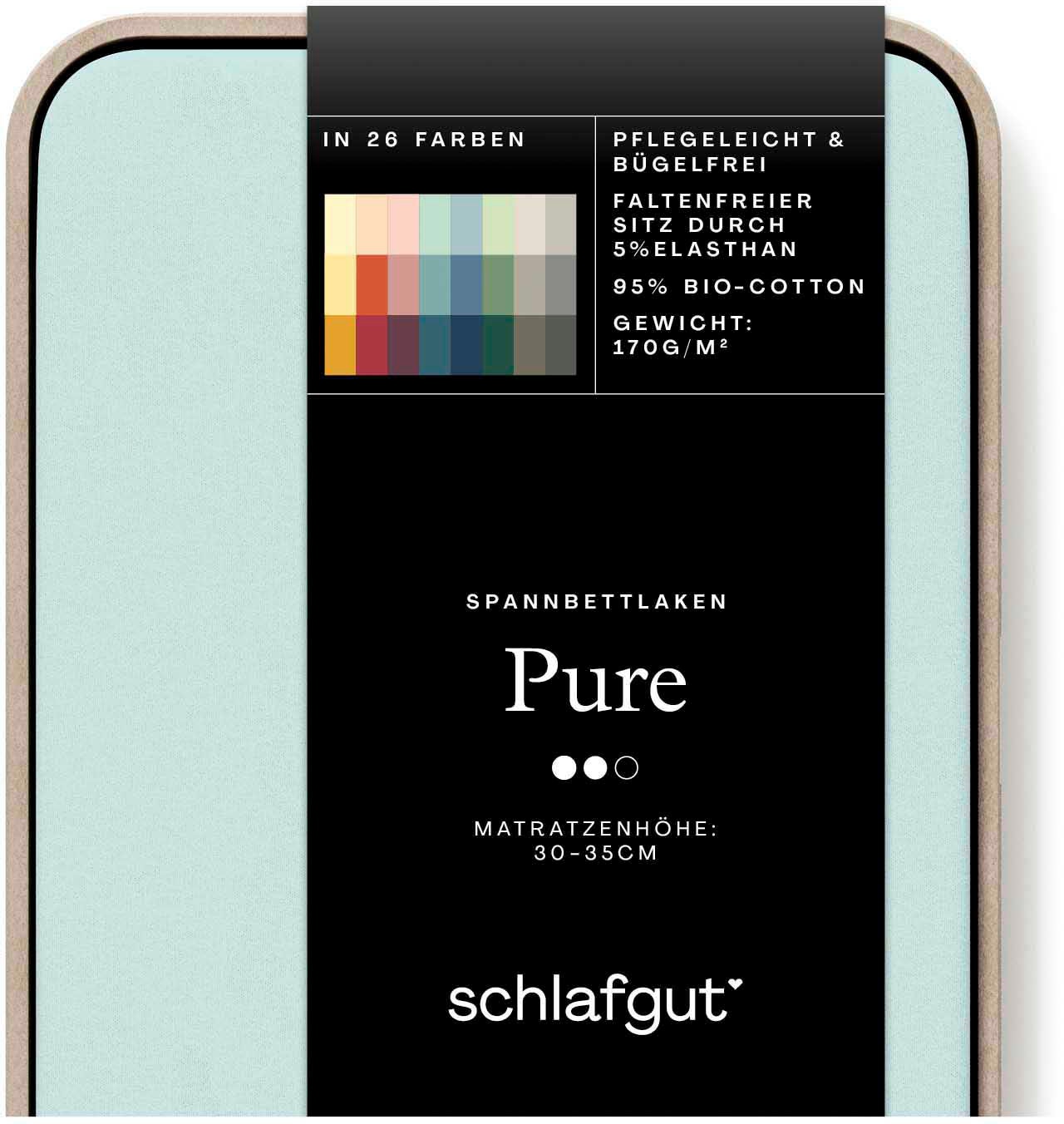 Schlafgut Spannbettlaken »PURE Bio-Baumwolle mit Elasthan, dehnbar blickdicht, straff, Bettlaken«, PREMIUM Laken für Matratzen bis 30cm Höhe, in 90x200, 140x200, 180x200