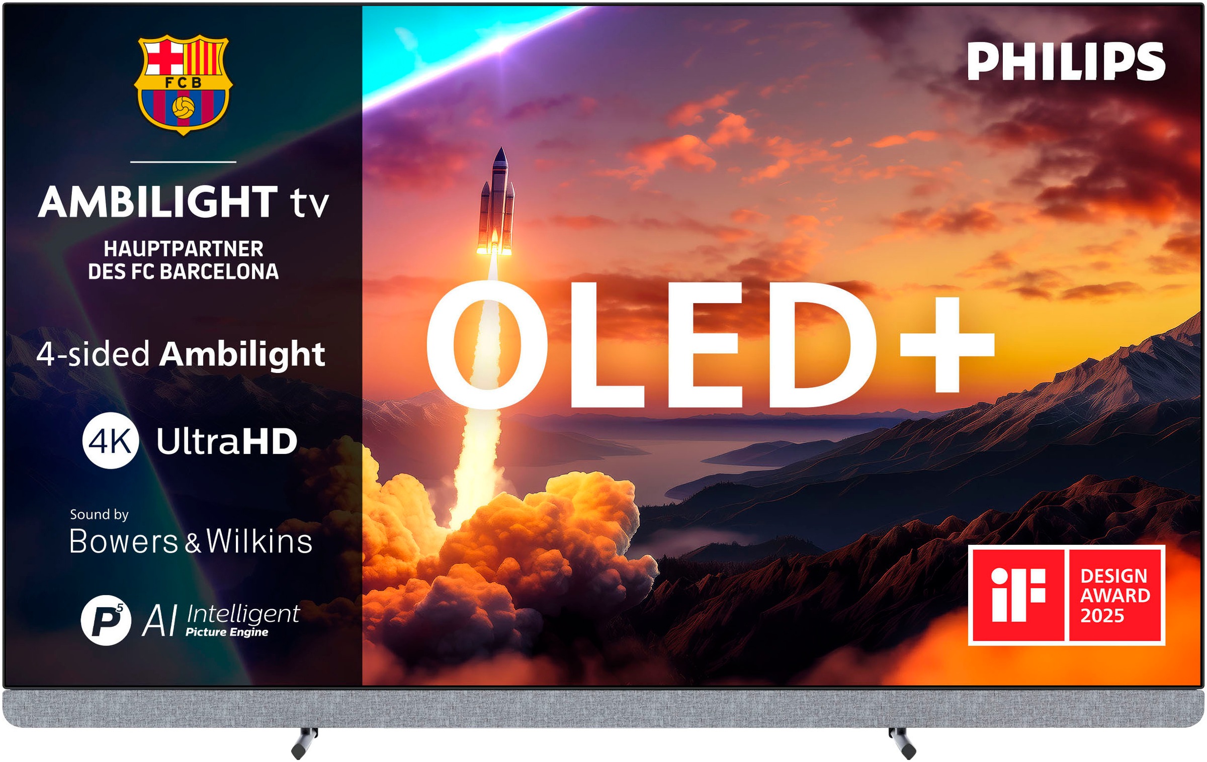 PHILIPS OLED-Fernseher "77OLED910/12", Energieeffizienz: F (A-G), grau, 77 ″, Fernseher