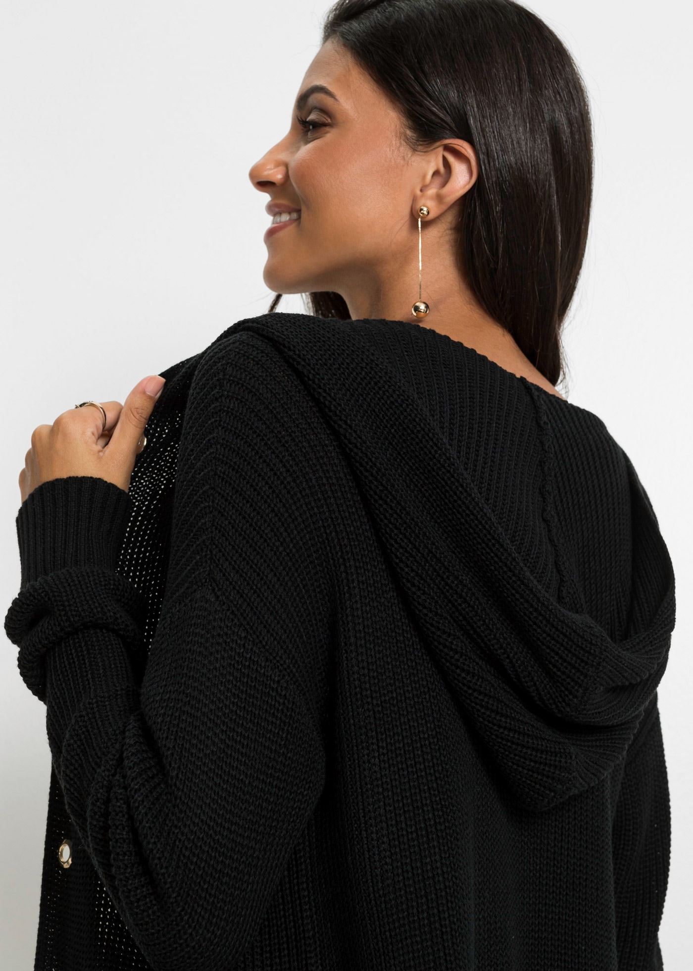 bonprix Longstrickjacke »Longstrickjacke mit Kapuze« Longstrickjacke mit Kapuze