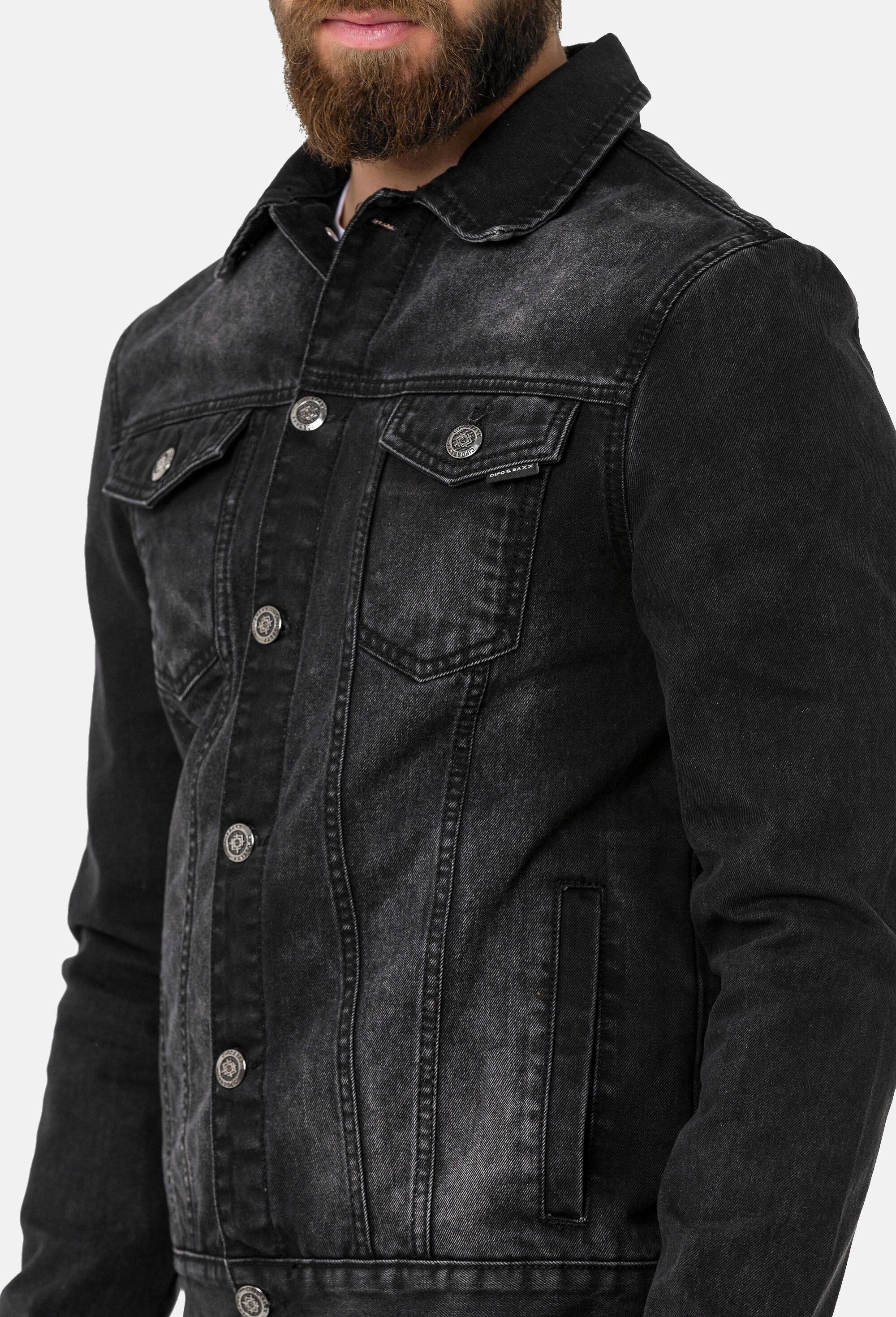 Cipo & Baxx Jeansjacke »Cipo & Baxx Jacke CJ289« ohne Kapuze mit Knopfleiste