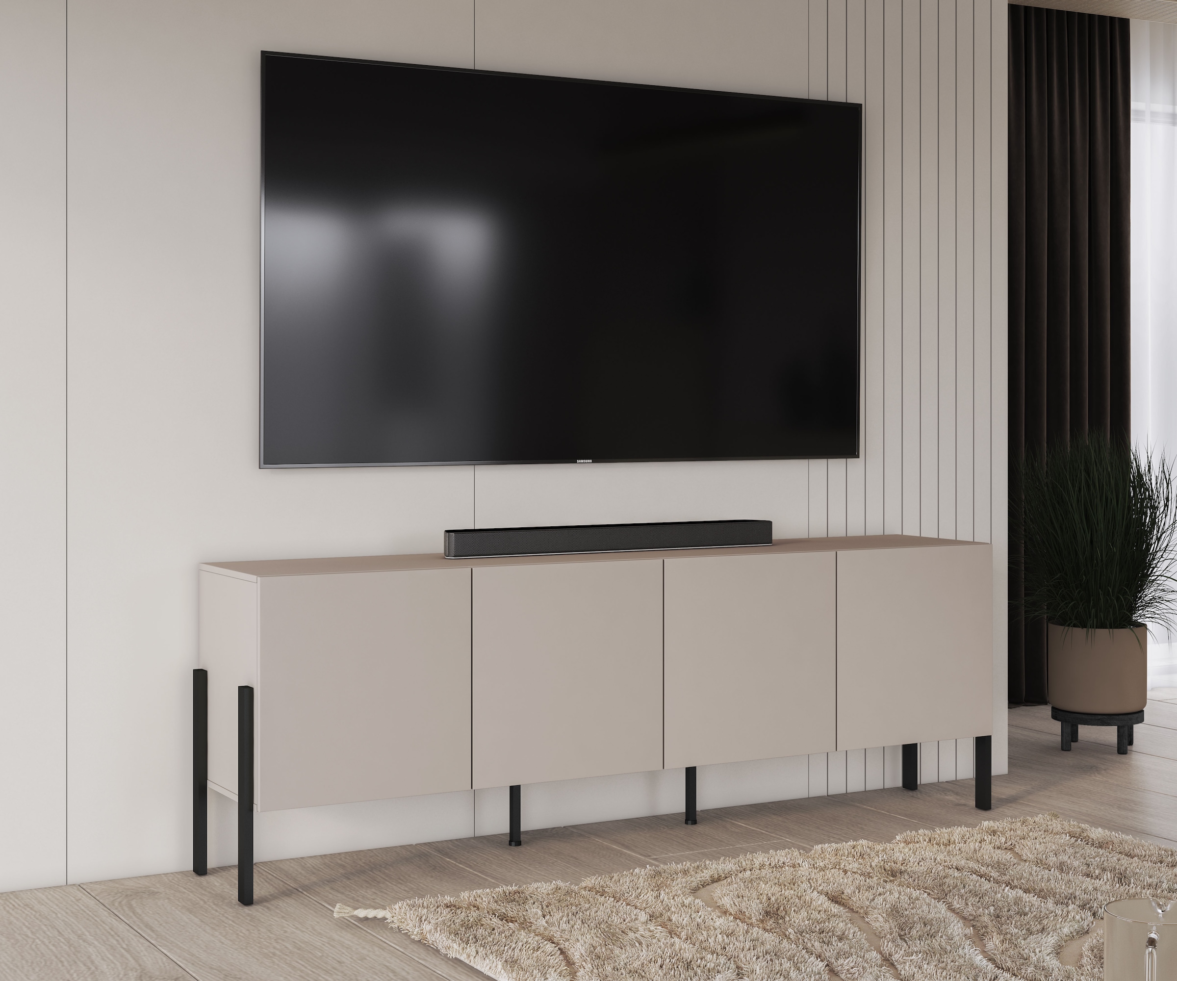 INOSIGN Kommode »Jukon,Breite 200 cm, moderne grifflose Kommode,4 Türen«, Sideboard, Anrichte viel Stauraum, push-to-open-Funktion