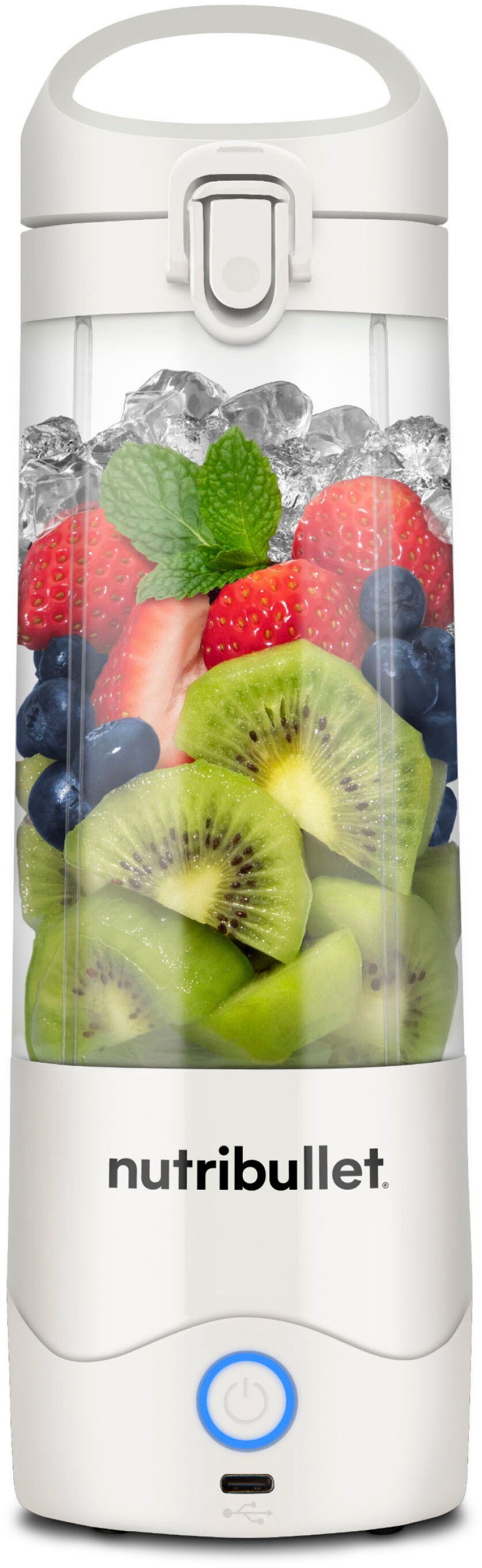 NUTRIBULLET Smoothie-Maker "Portable NBP003W - Mixer to go, wiederaufladbar, 475ml, Weiß", B:8,5cm H:26,7cm T:8,5cm, weiß, Zerkleinerer, Kabellos