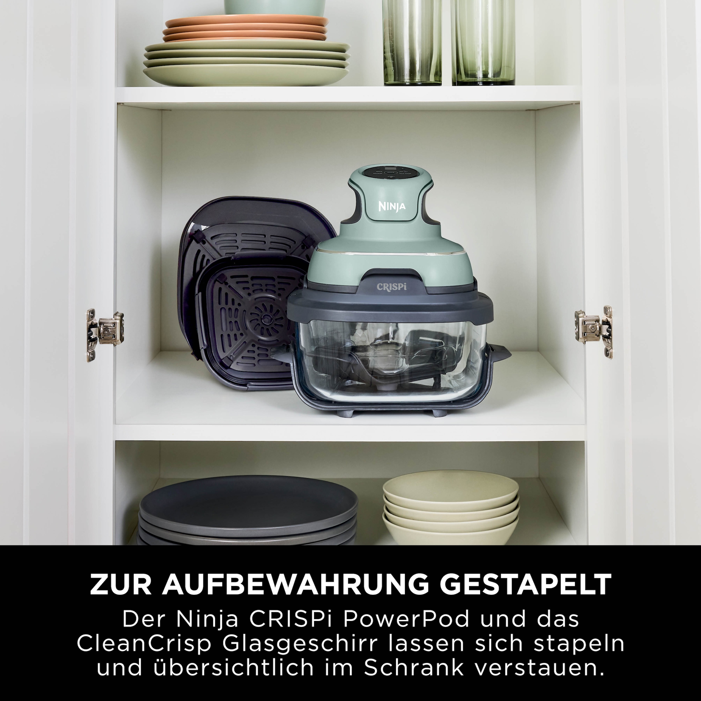 NINJA Heißluftfritteuse »CRISPi 4-in-1 Sage - FN101EUSG« 1700 W tragbar