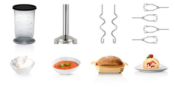 BOSCH Handmixer »HomeProfessional MFQ4885DE, 2x Edelst. Besen, 1x Knethaken, schwarz«, 575 W, 5 Stufen, Turbostufe, Zerkleinerer, Mixfuß, Mixbecher, Made in Europe