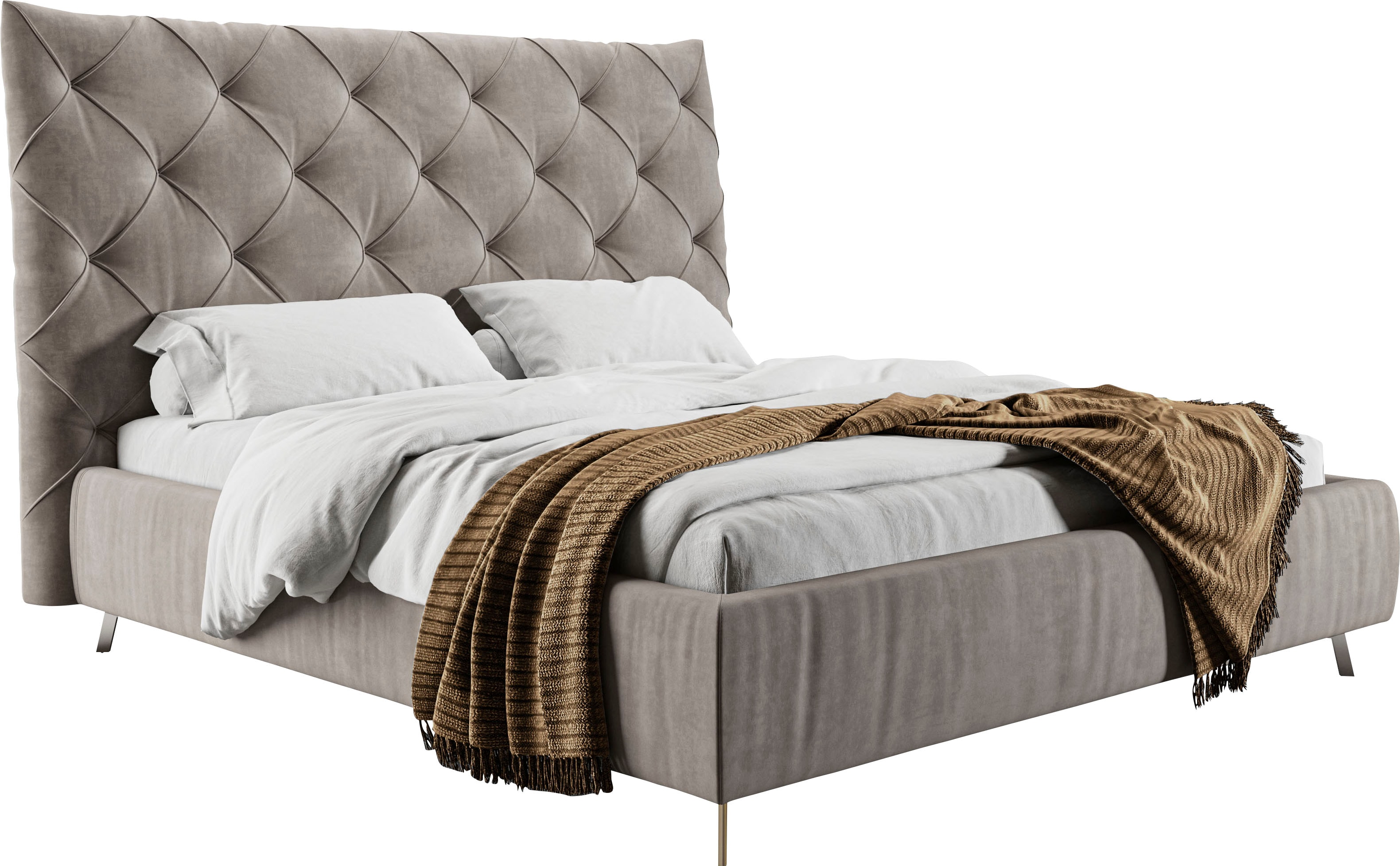Home affaire Polsterbett "Elloree, in 4 Breiten, hinten mit Originalstoff bezogen, auch in Leder" Kopfteilhöhe 143cm, belastbar bis 280 kg, auch in Überlänge 220cm