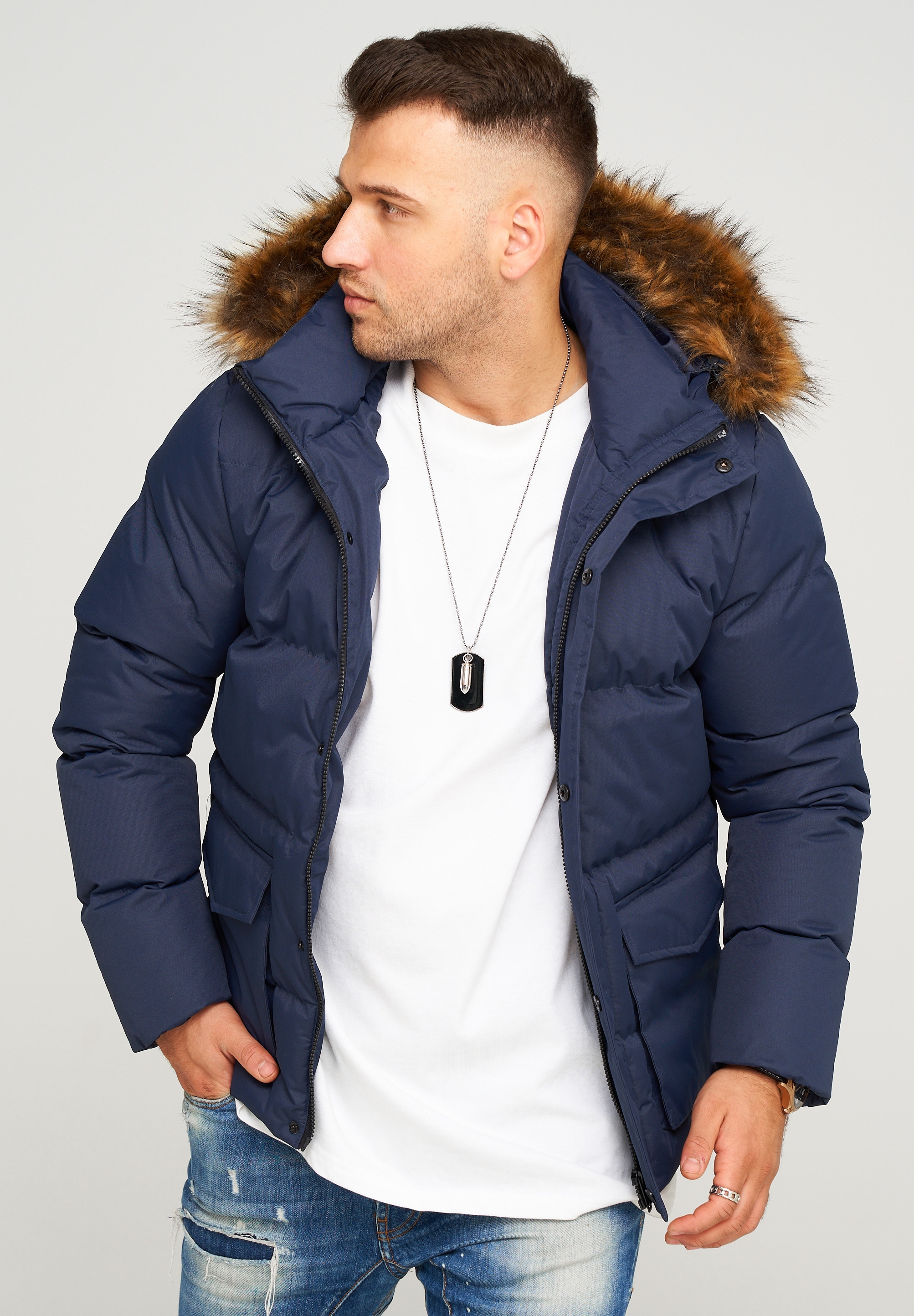behype Steppjacke "BHADLYR", mit abtrennbarer Kunstfellkapuze günstig online kaufen
