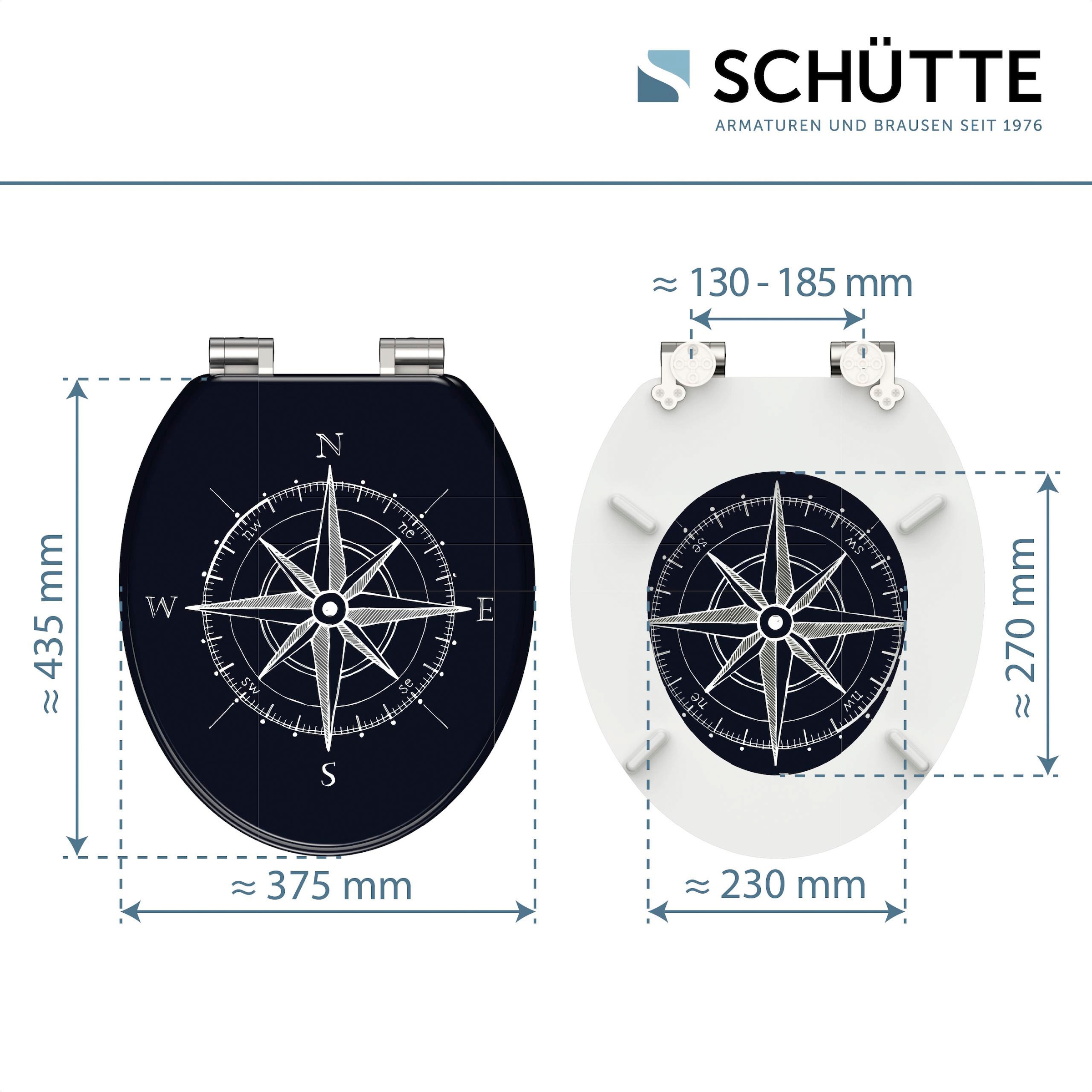 Schütte WC-Sitz »Compass«, mit Absenkautomatik und Holzkern