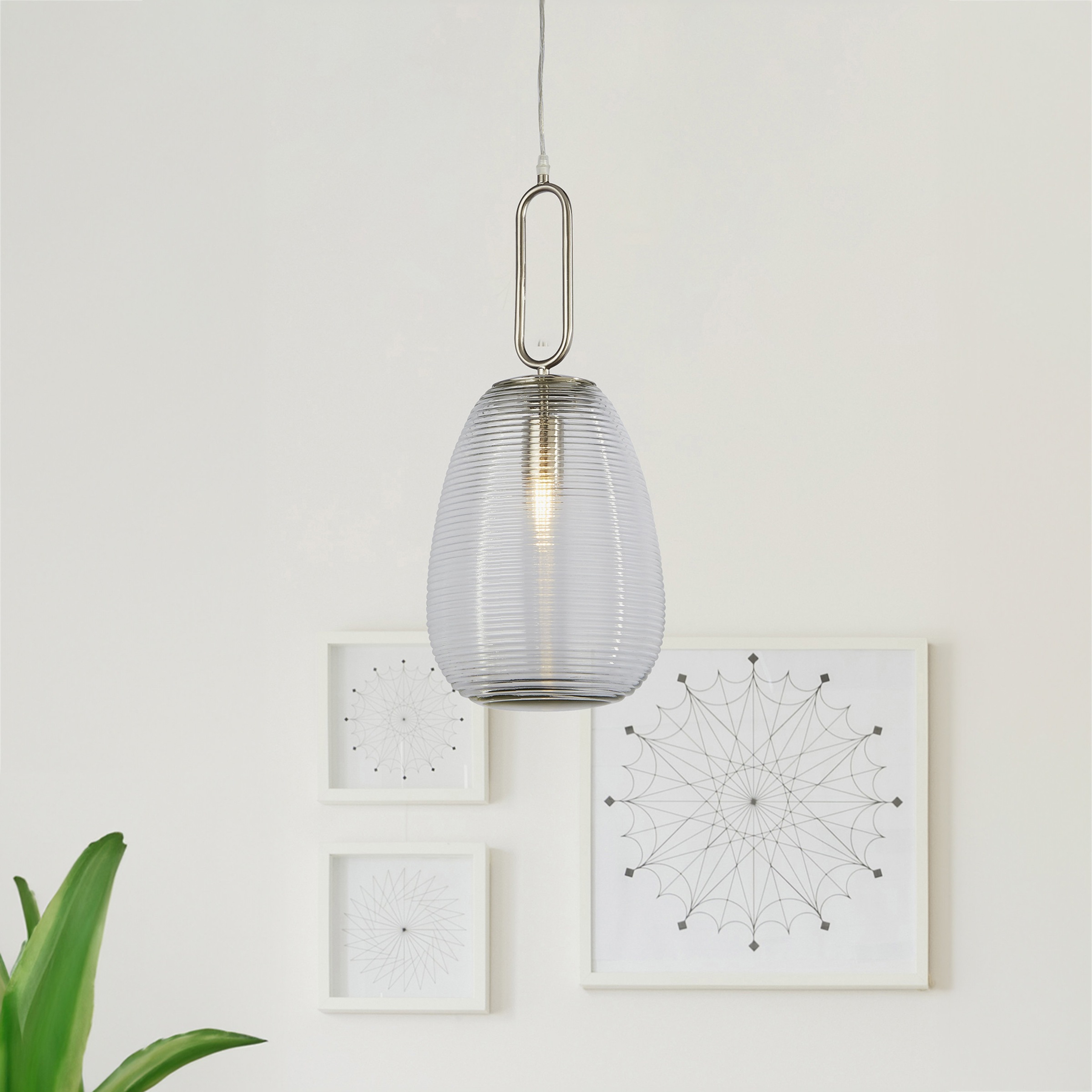 Searchlight Pendelleuchte »Elixir-Pendelleuchte - Nickel und geripptes Glas« E27 1 Stk.