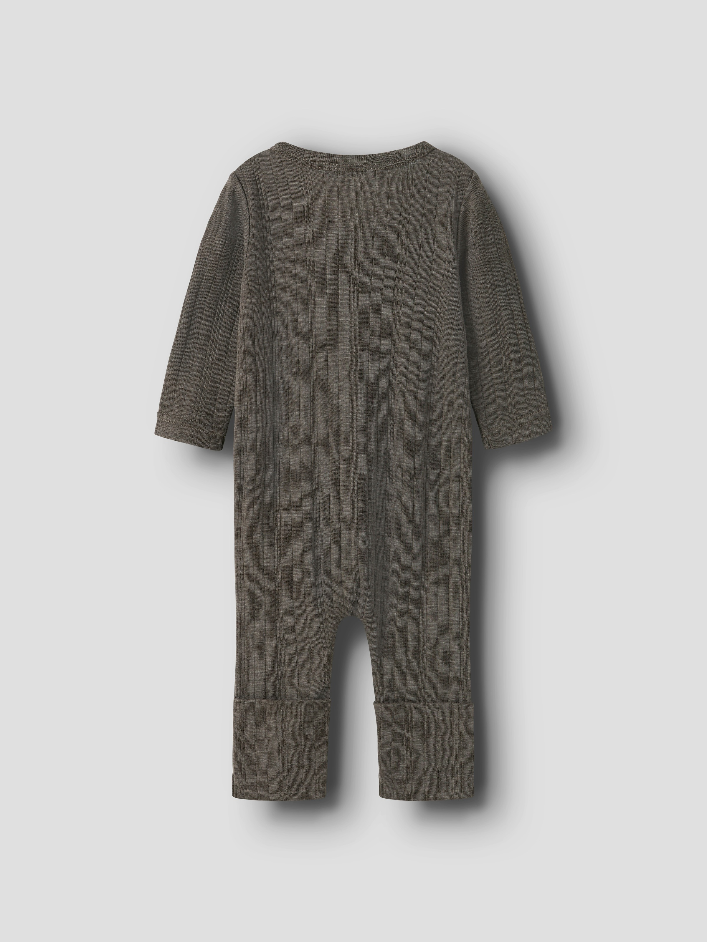 Name It Schlafanzug "NBMWANG WOOL NEEDLE NIGHTSUIT SOLID NOOS" aus Wolle, Regular Fit, mit Reißverschluss und Kinnschutz, für Babys