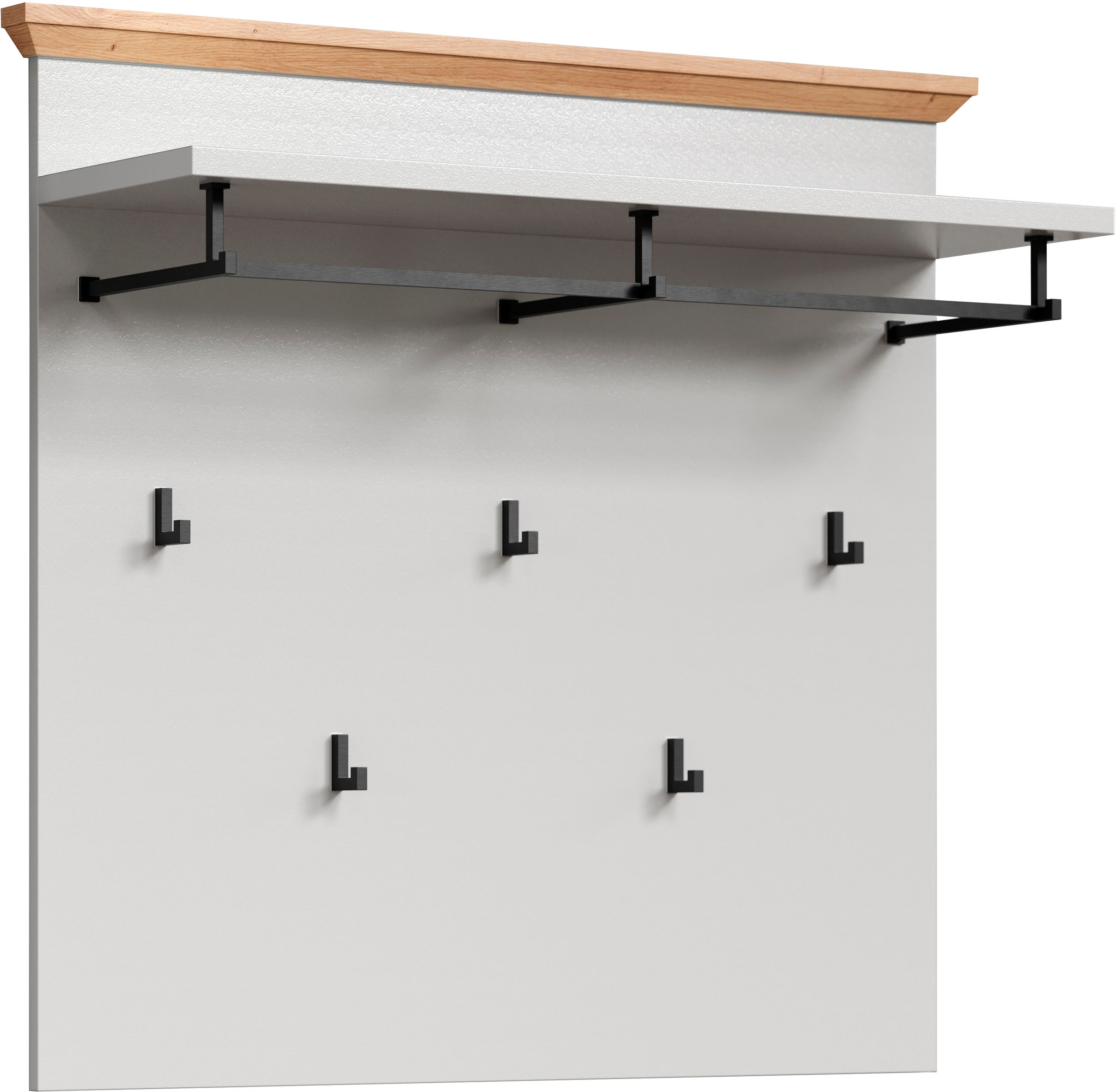 Thumbnail - Home affaire Garderobenpaneel "Herzwill" 1 Stk. tlg. Wandpaneel, Maße B/H/T ca.: 91/49/41 cm in hellgrau und Eiche NB