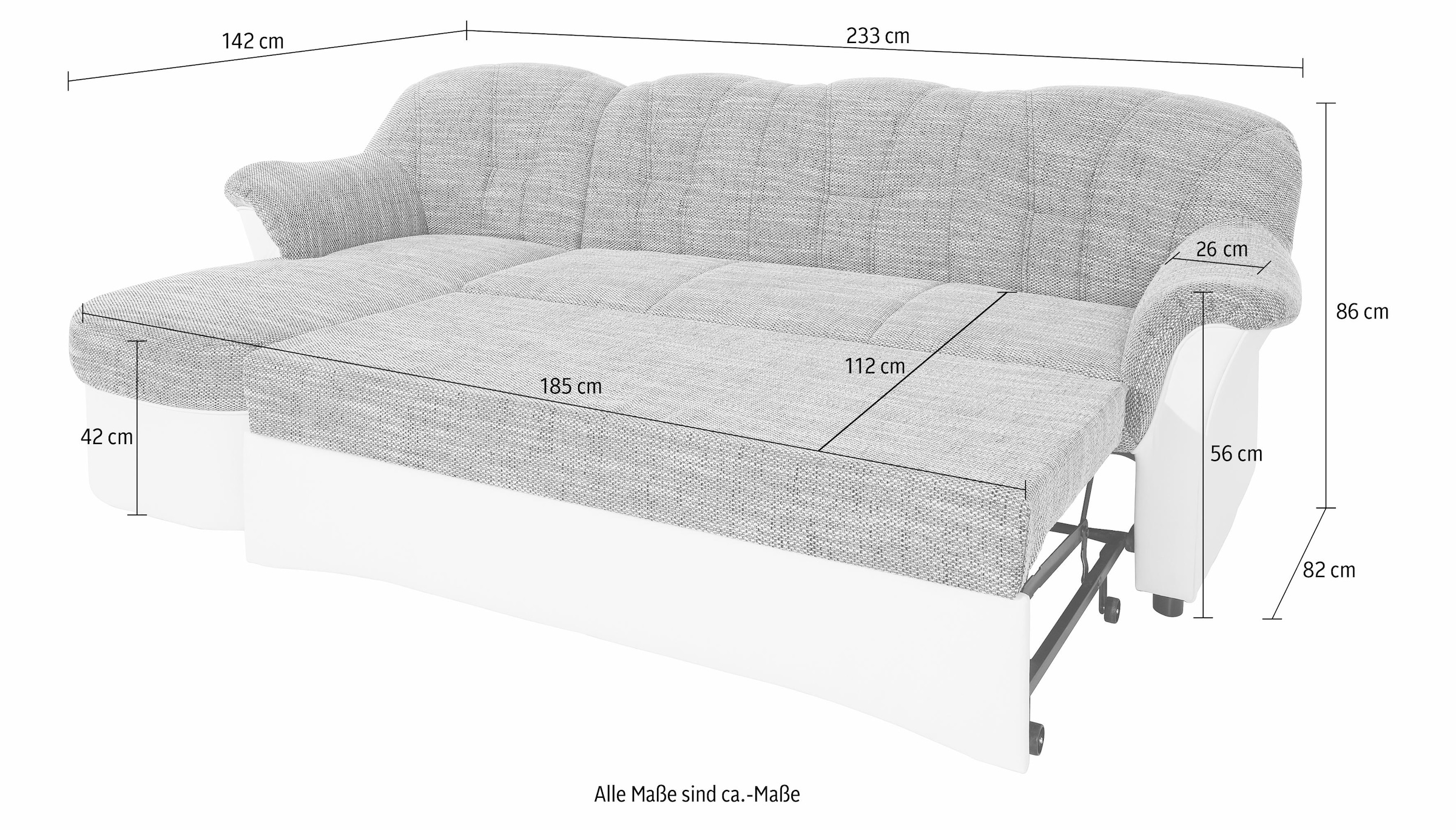 DOMO collection Ecksofa »Flores Schlafsofa, B/T/H: 233/142/86 cm, L-Form«, wahlweise mit Bettfunktion, wahlweise mit Federkern, auch in Leder