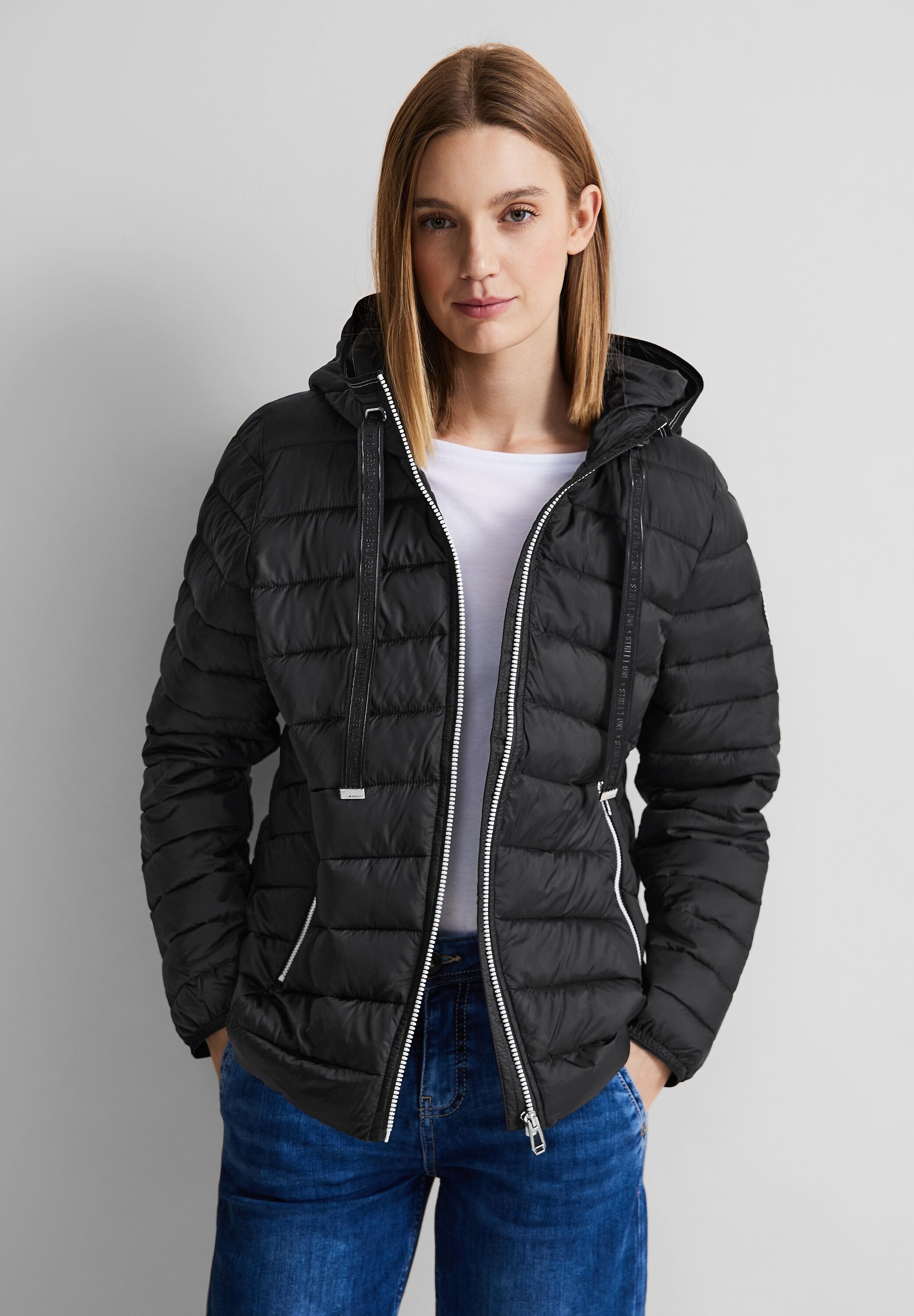 Black Friday STREET ONE Steppjacke Mit Kapuze In Unifarbe BAUR